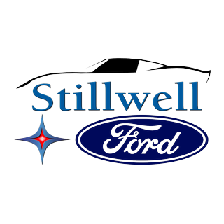 Stillwell Ford logo with blue text and emblem on a black background.