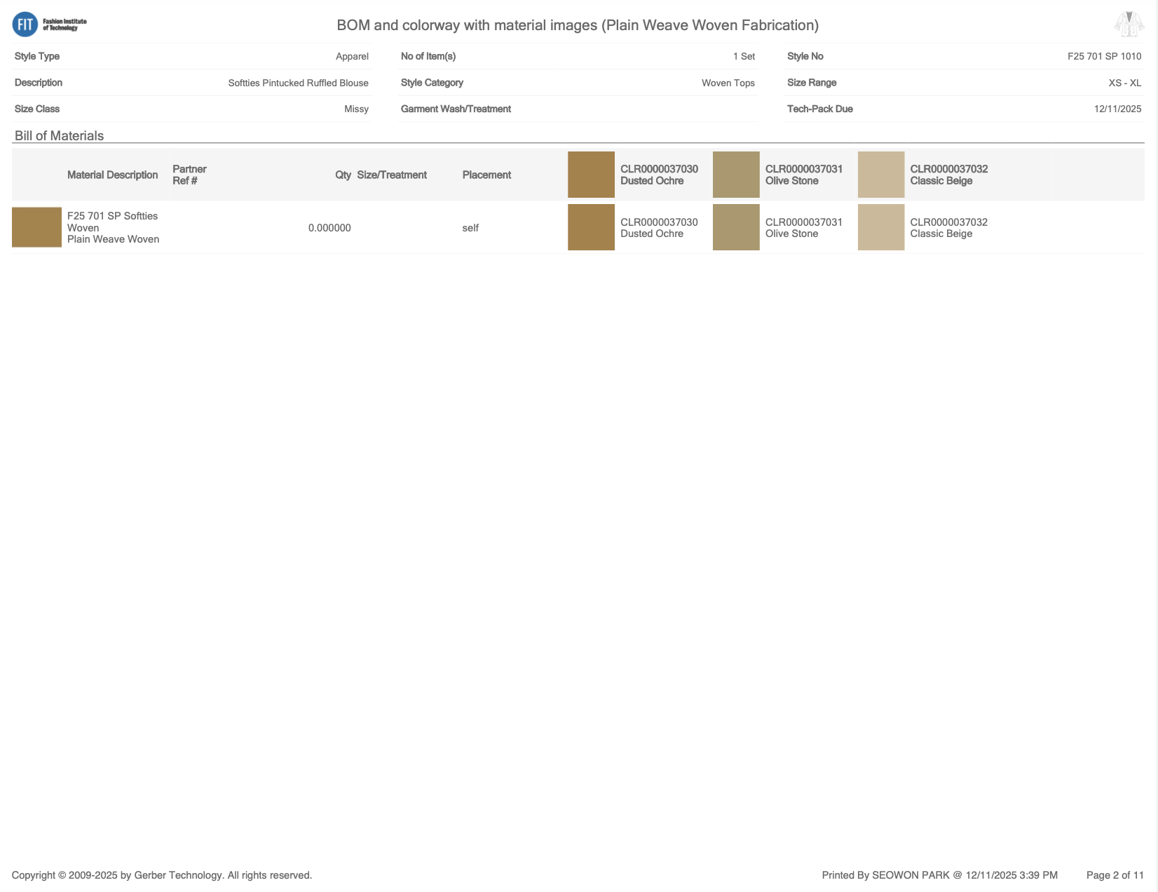 Managed bill of materials (BOM) and colorways, ensuring accuracy in fabric selection, trims, and cost alignment.
