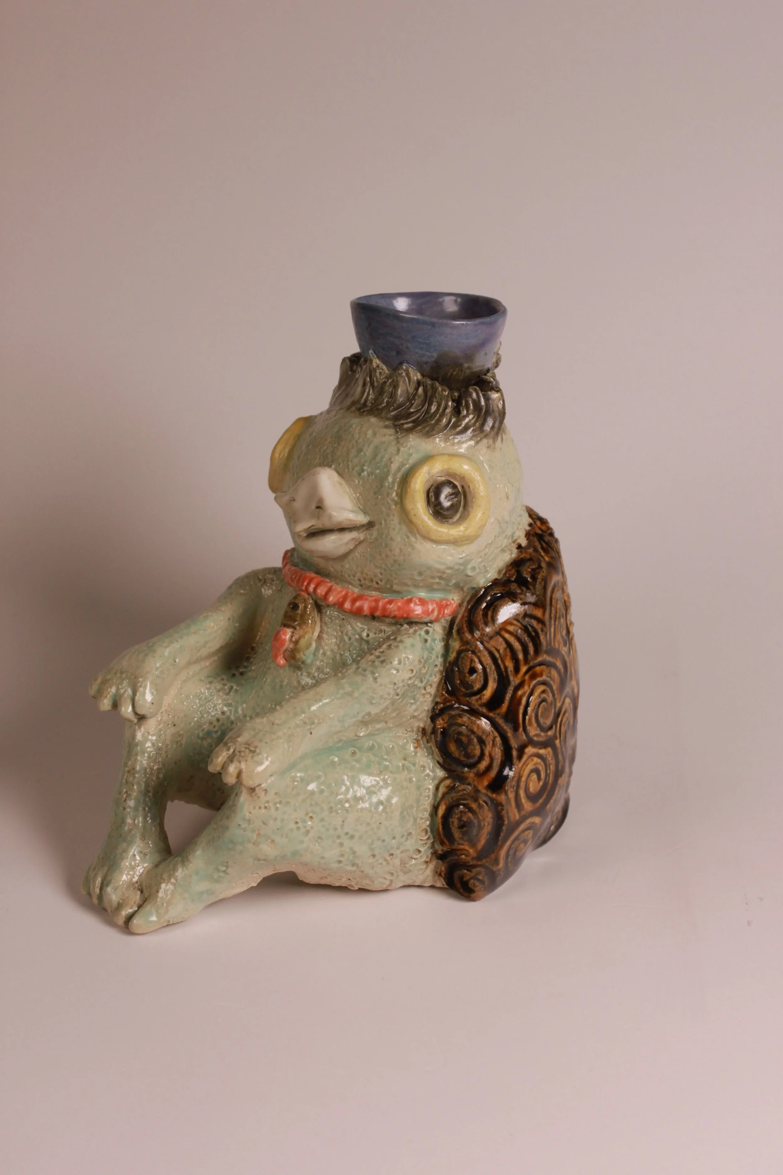 Whimsical Kappa Ceramic Figurine