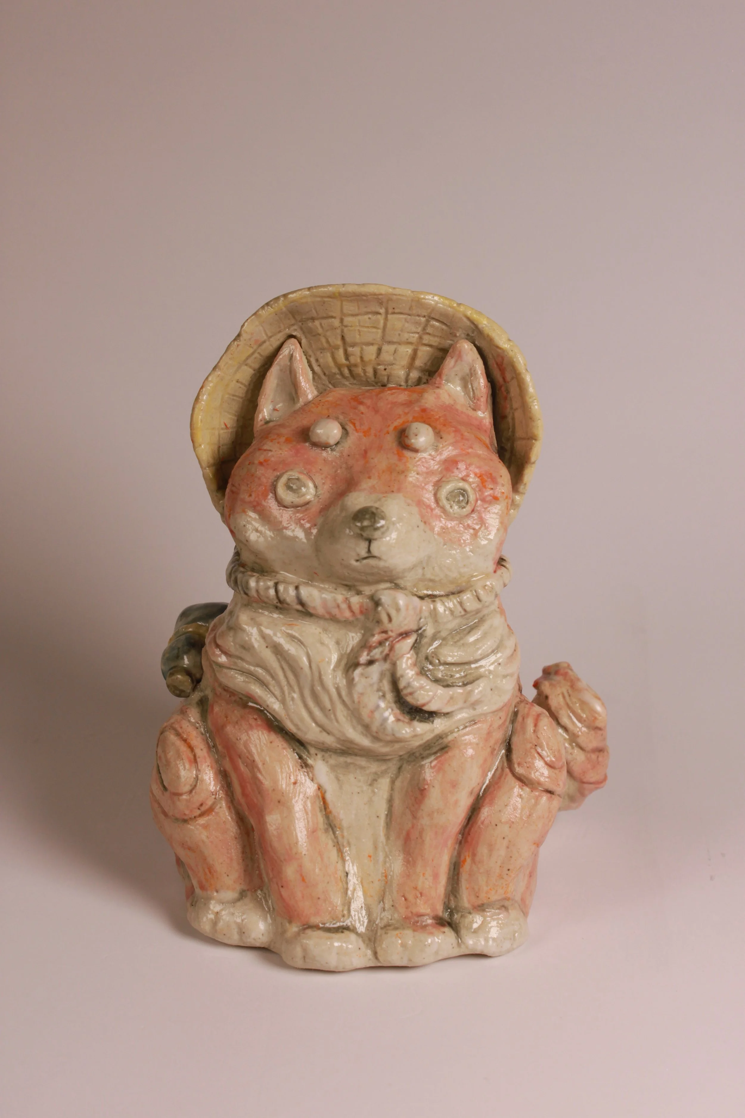 Charming Shiba Inu Figurine with Sun Hat