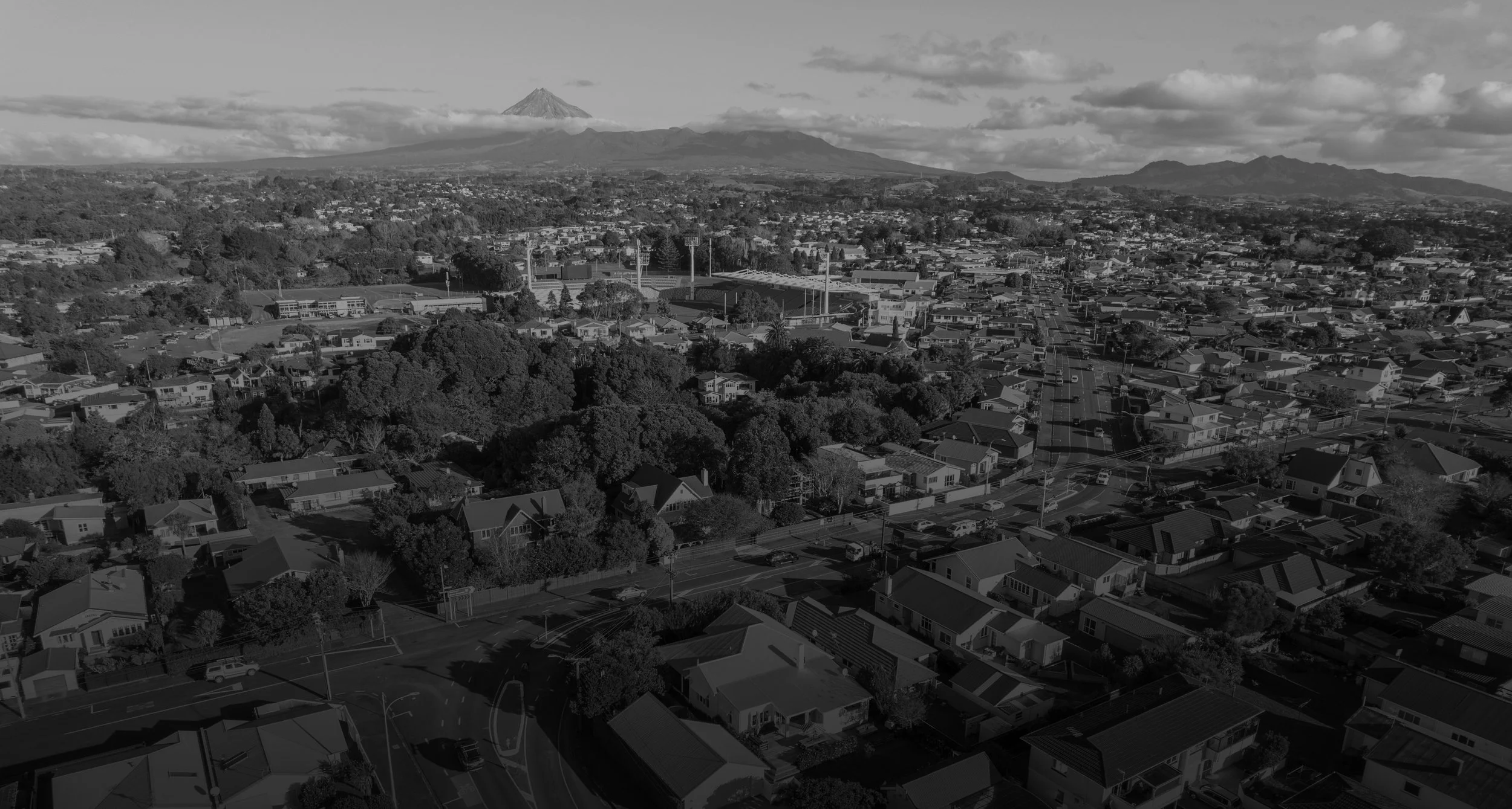 Taranaki landscape with Mount Taranaki.