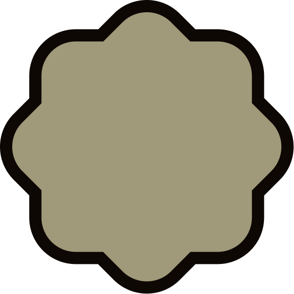 Blank gray decorative label with a scalloped border and a dark outline.