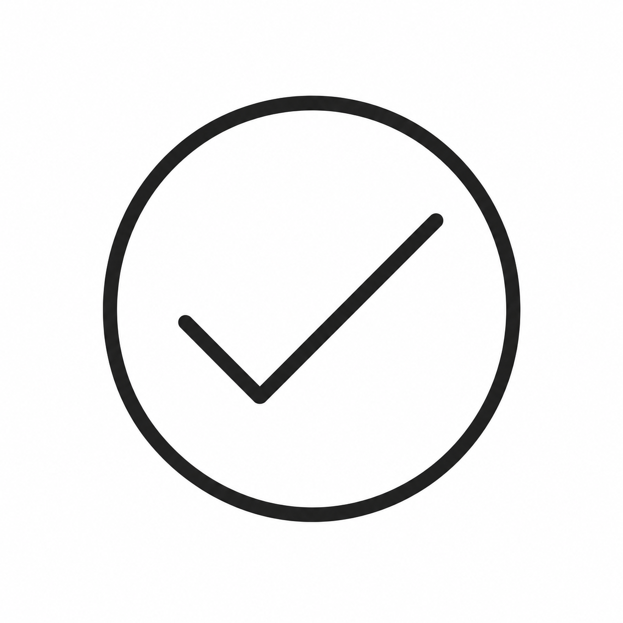 A black check mark inside a circle on a white background.