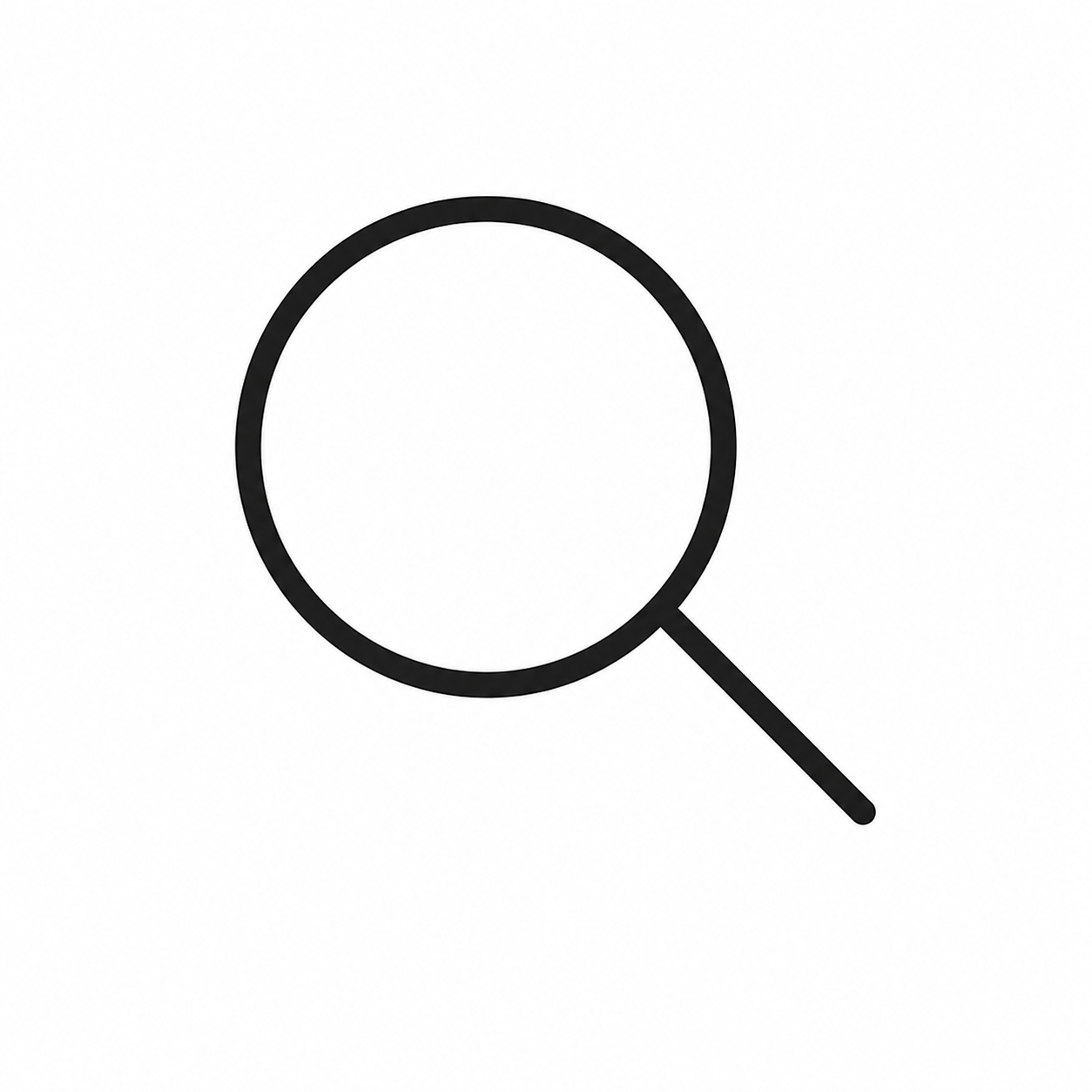 Magnifying glass icon on a white background.