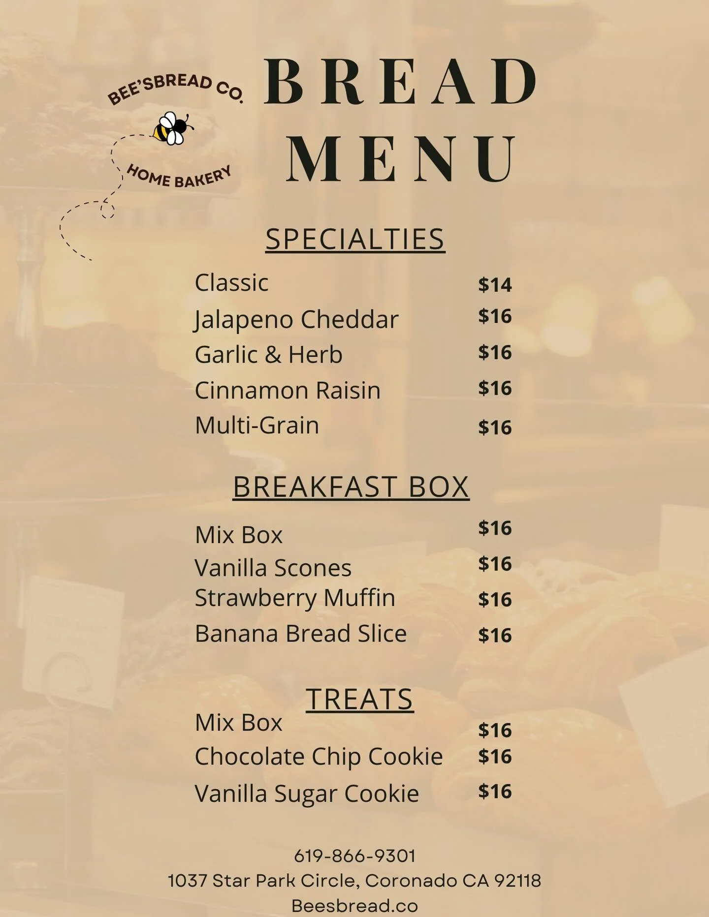 Spring Break Specials 😎 Lean in and let us fill you with the good stuff 🍞🍪🥐🥖☀️