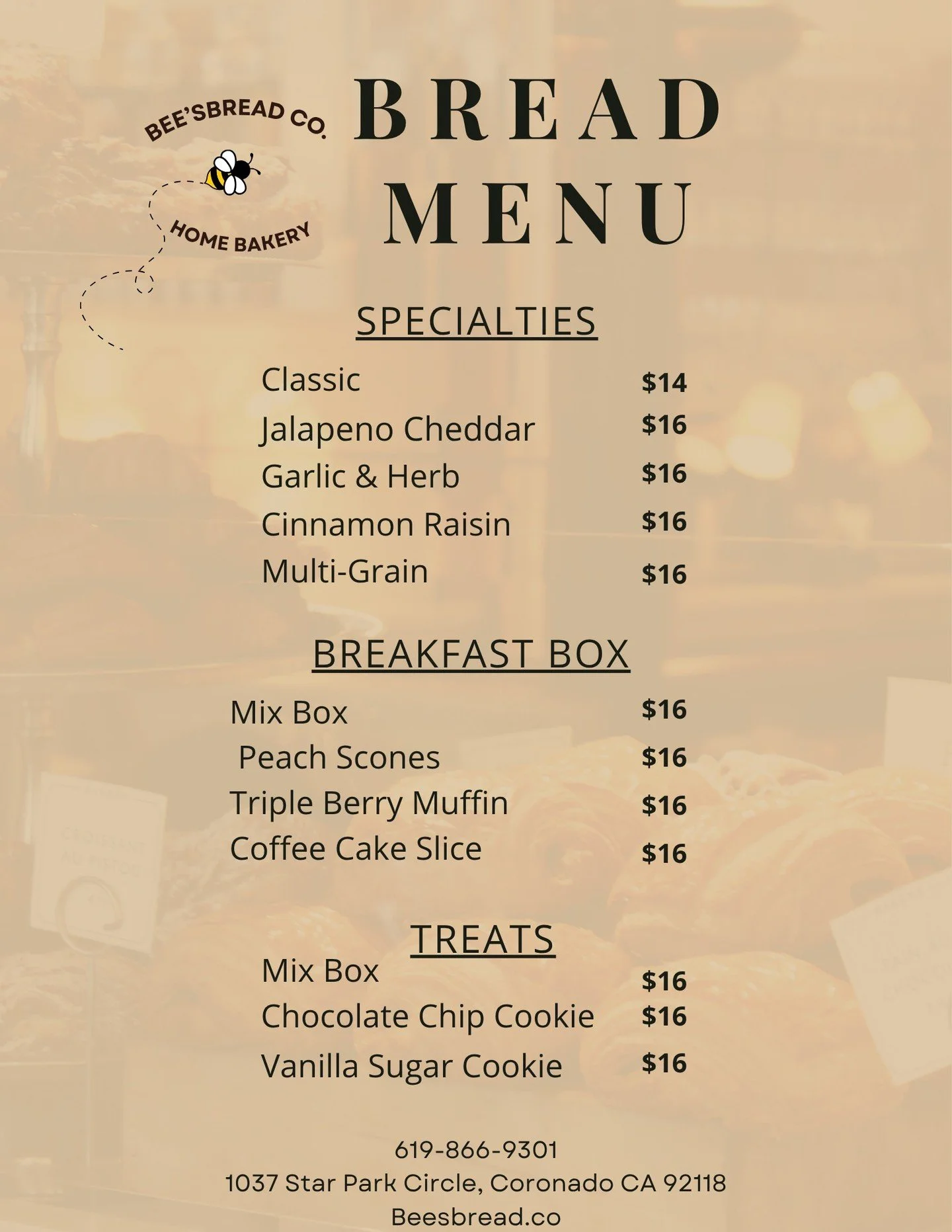 June Menu! Looking forward to summer with my Baby Bee so we are limiting bake days to Tuesdays and occasional pop ups! Keep in mind, I will do my best to make the magic happen so reach out if you have special requests.