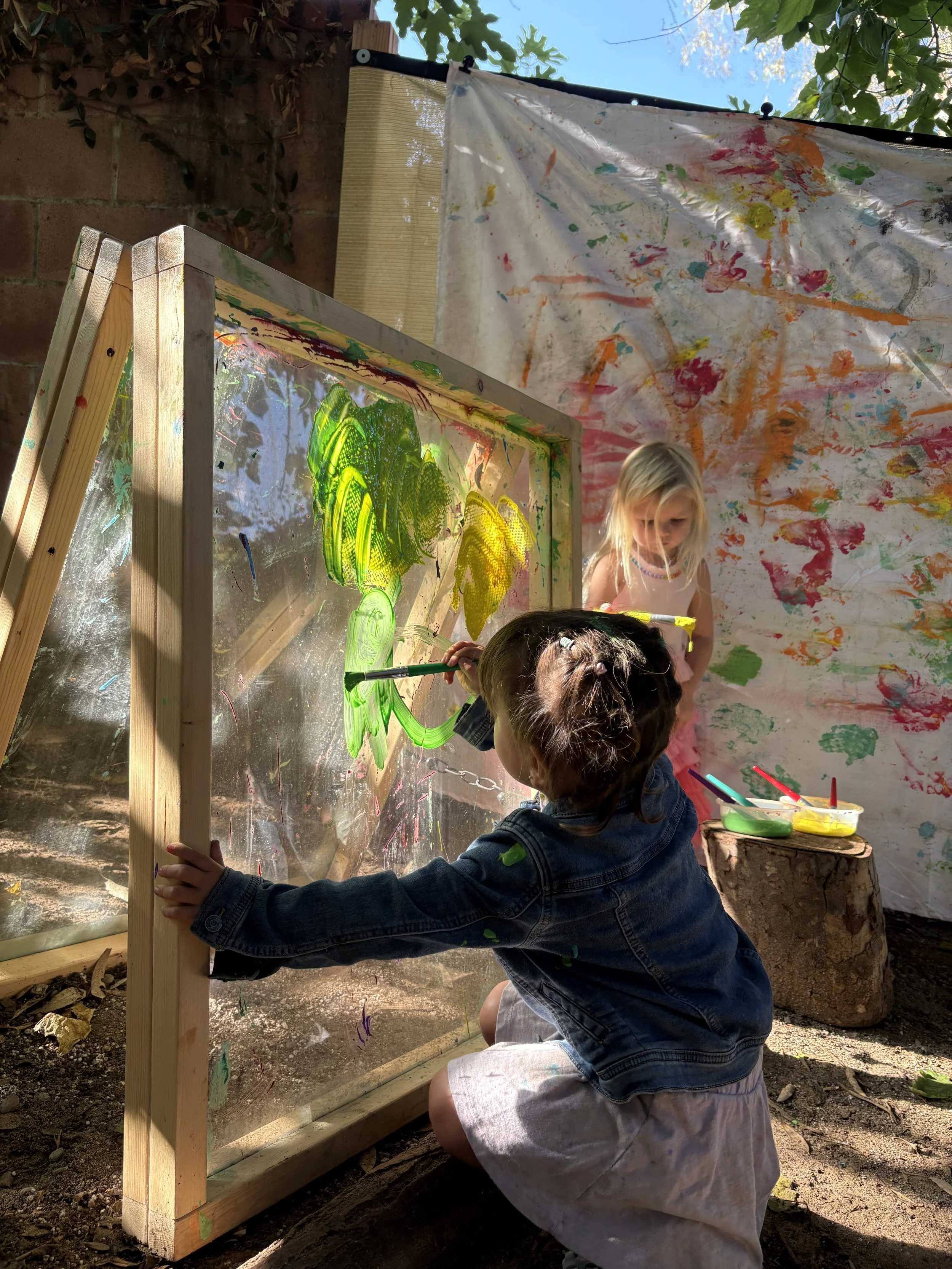 Little Folk House Children Painting Outdoors