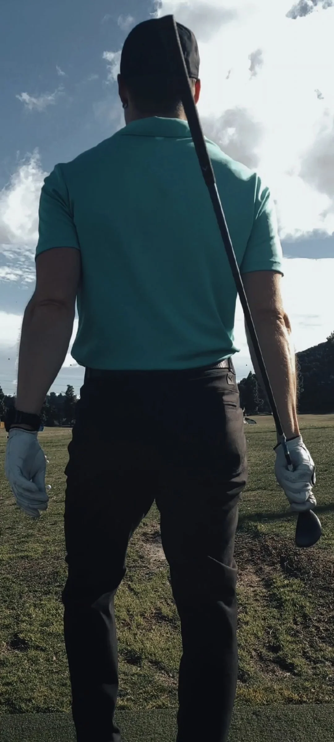 professional golfer practicing