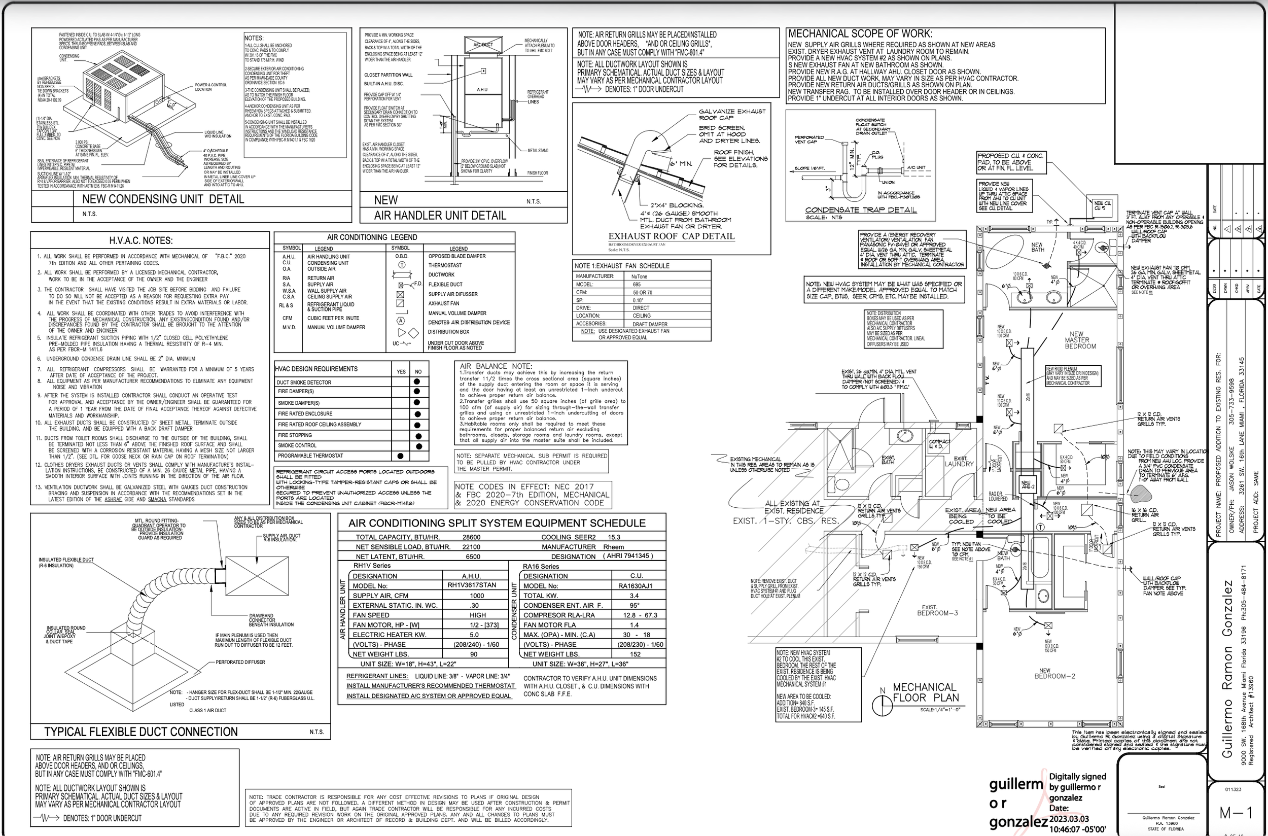 A detailed technical blueprint for a building, including HVAC system, electrical, plumbing, and structural details.
