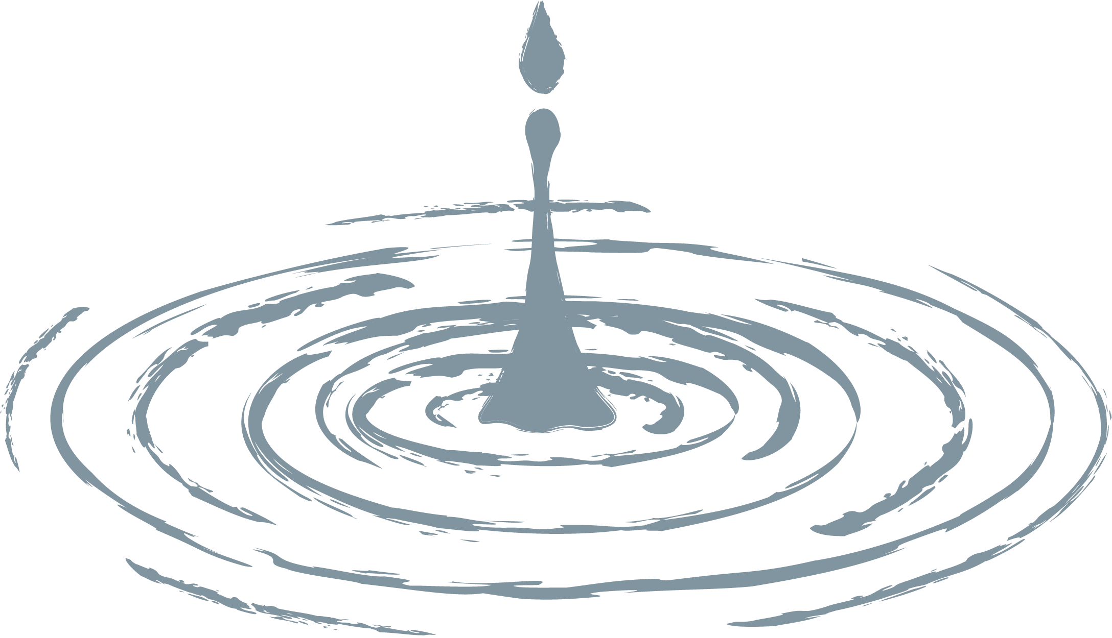 A stylized illustration of a water droplet causing a splash and ripples on a dark background.