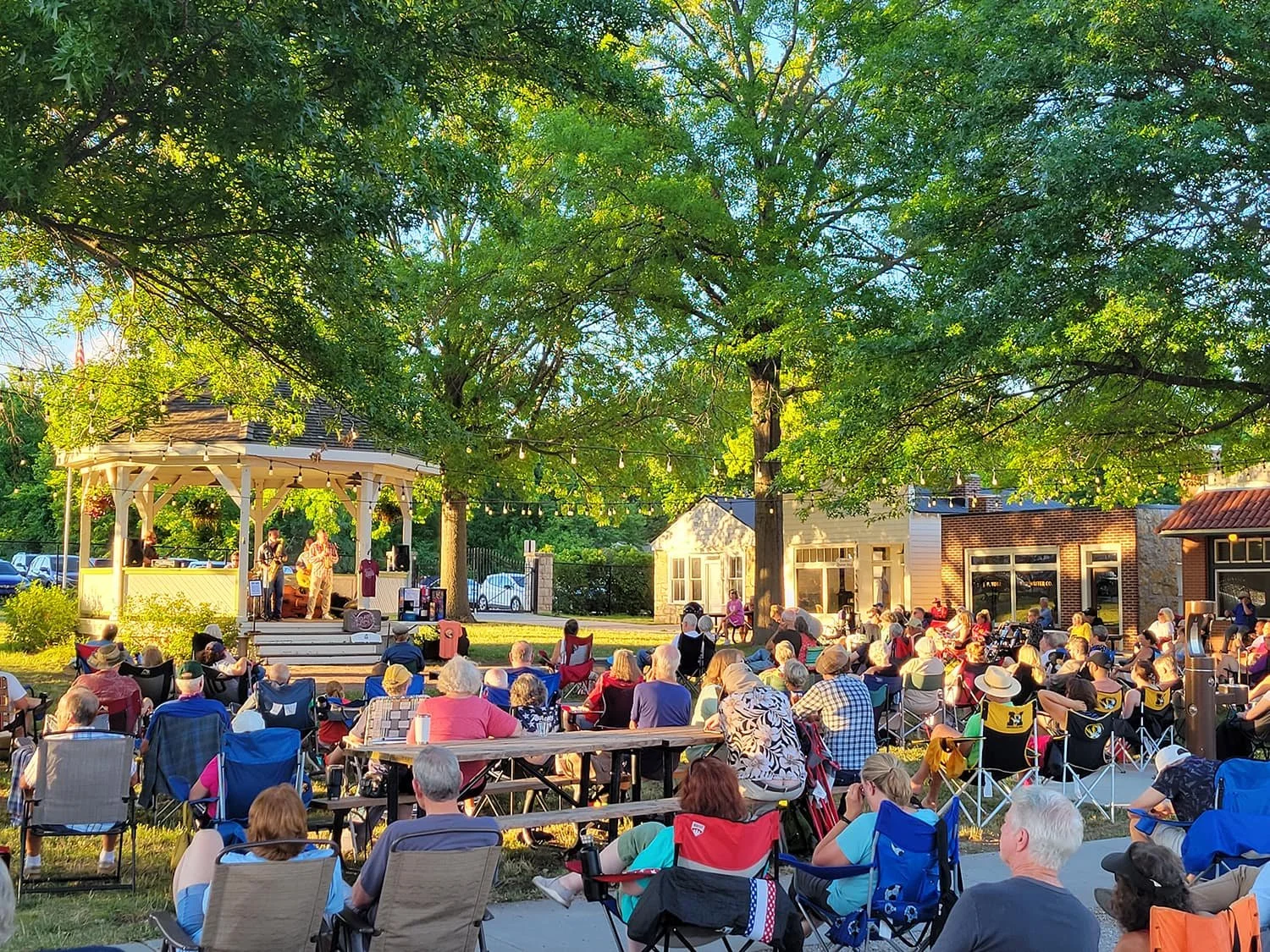 a concert at the gazebo in Shawnee Town
