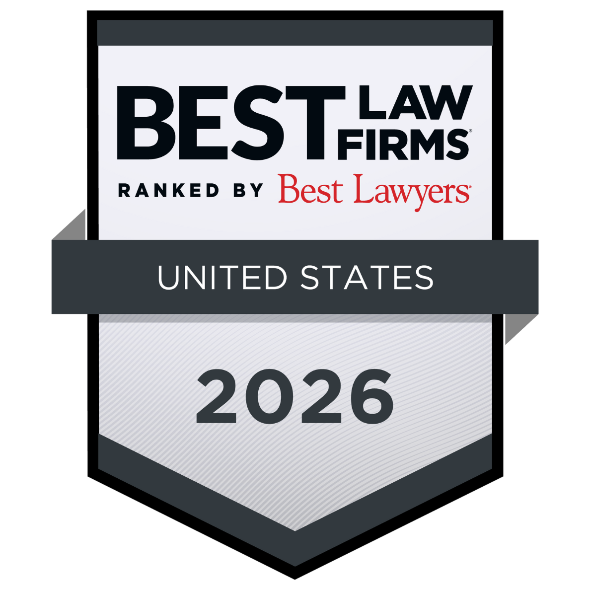 Badge stating 'Best Law Firms ranked by Best Lawyers in the United States, 2026'.