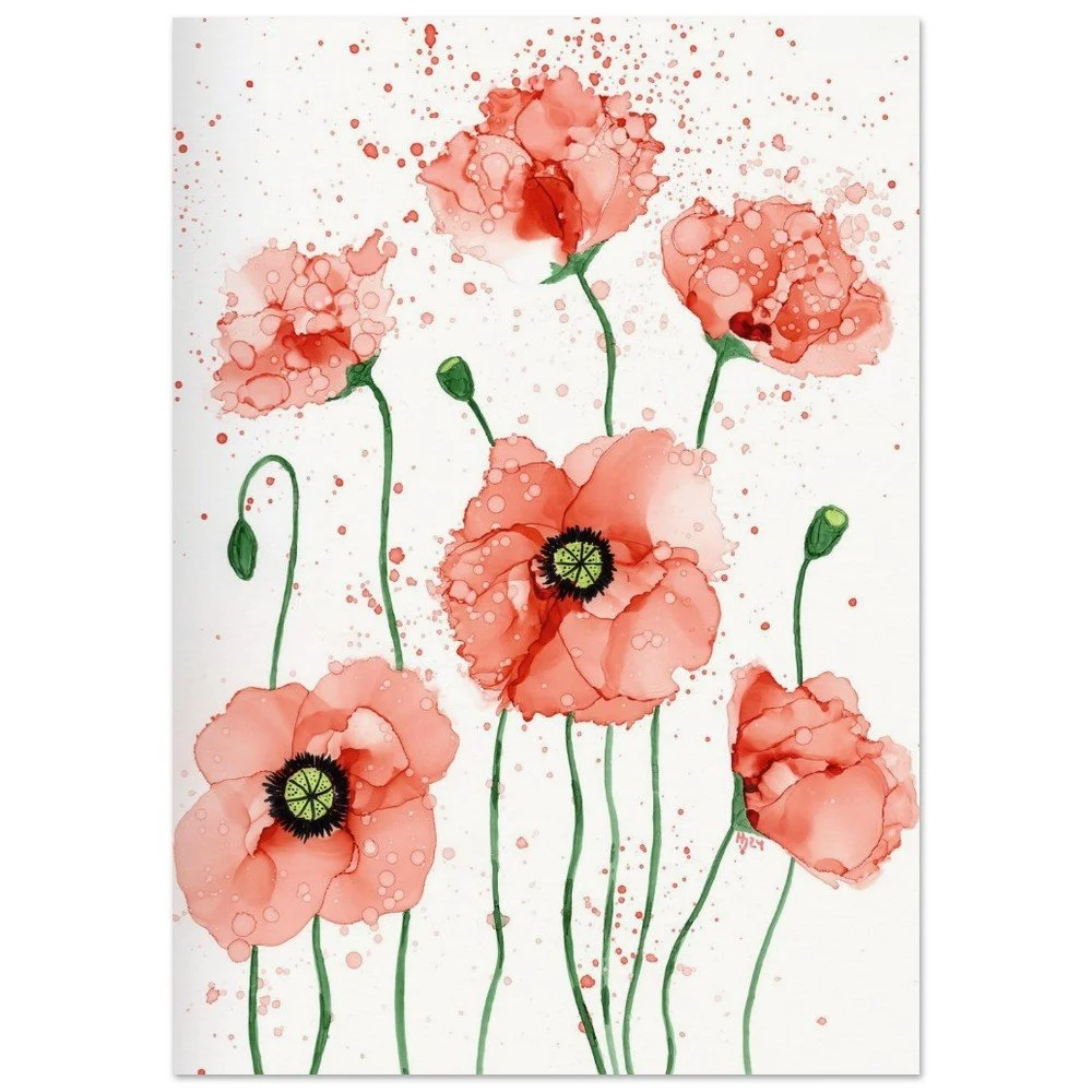 Dancing Poppies Fine Art Print, Poppy Floral Wall Art