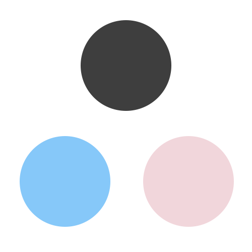 Three overlapping circles in black, light blue, and light pink, with white borders on a black background.