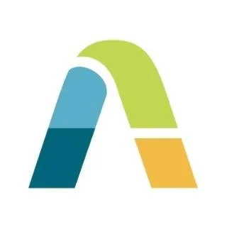 Abstract logo with a stylized letter 'A' in green, blue, and yellow colors.