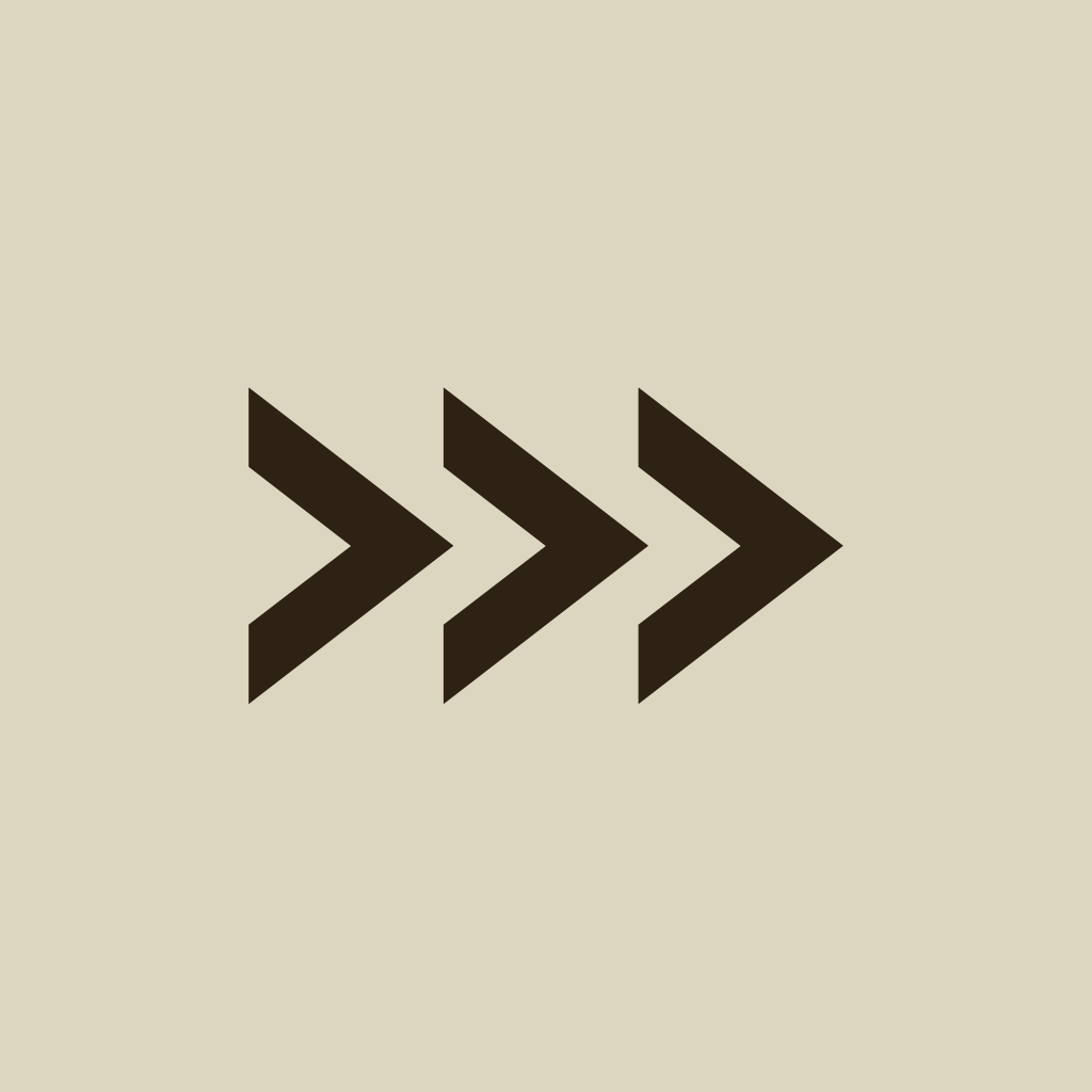 Three rightward pointing black arrows on a beige background.