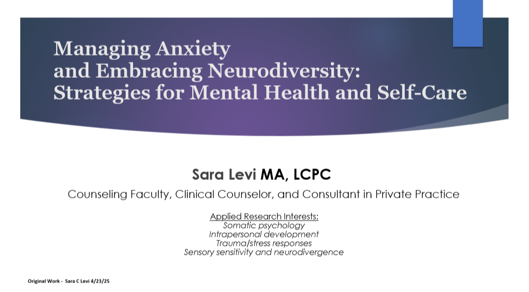 Drawn from original presentations and trainings in higher education (Waubonsee Community College, 2025) and community settings focused on mental health, stress, and trauma-informed support. All rights reserved.