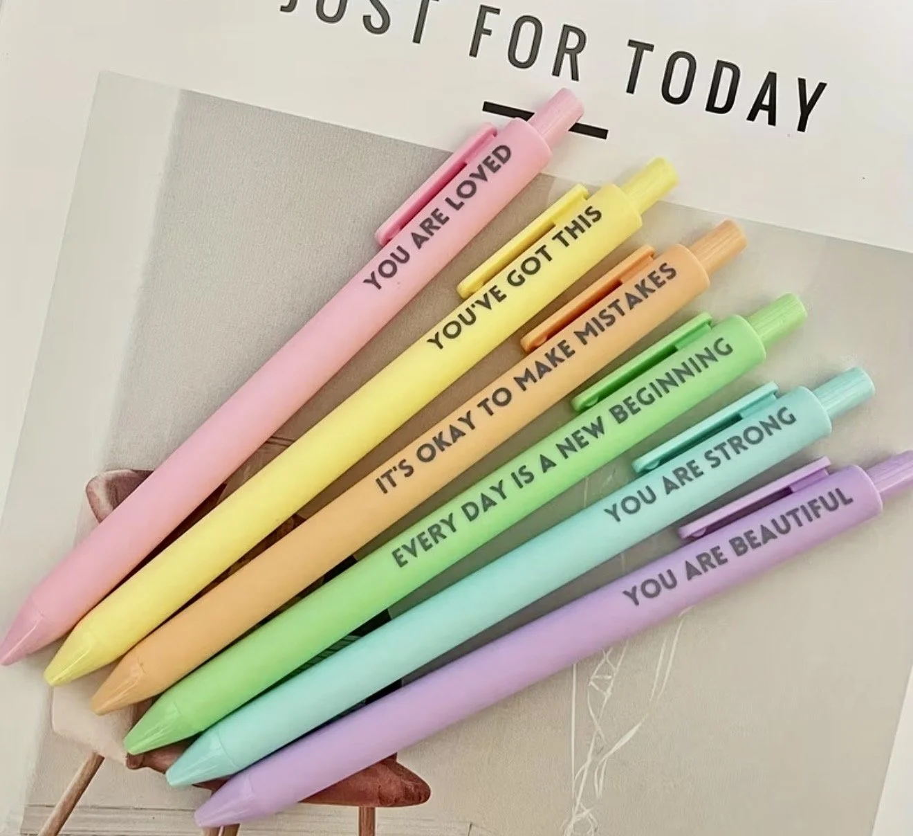 Pastel Positive Affirmation Pen Set – Inspirational Quote Pens