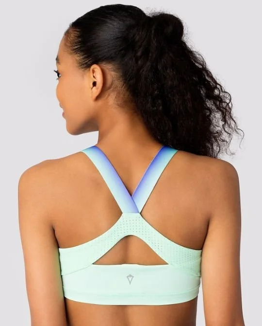 ivivva by lululemon sports bra with ombre elastic trim and back cut-out detail designed by Katie Royce Design Studio.