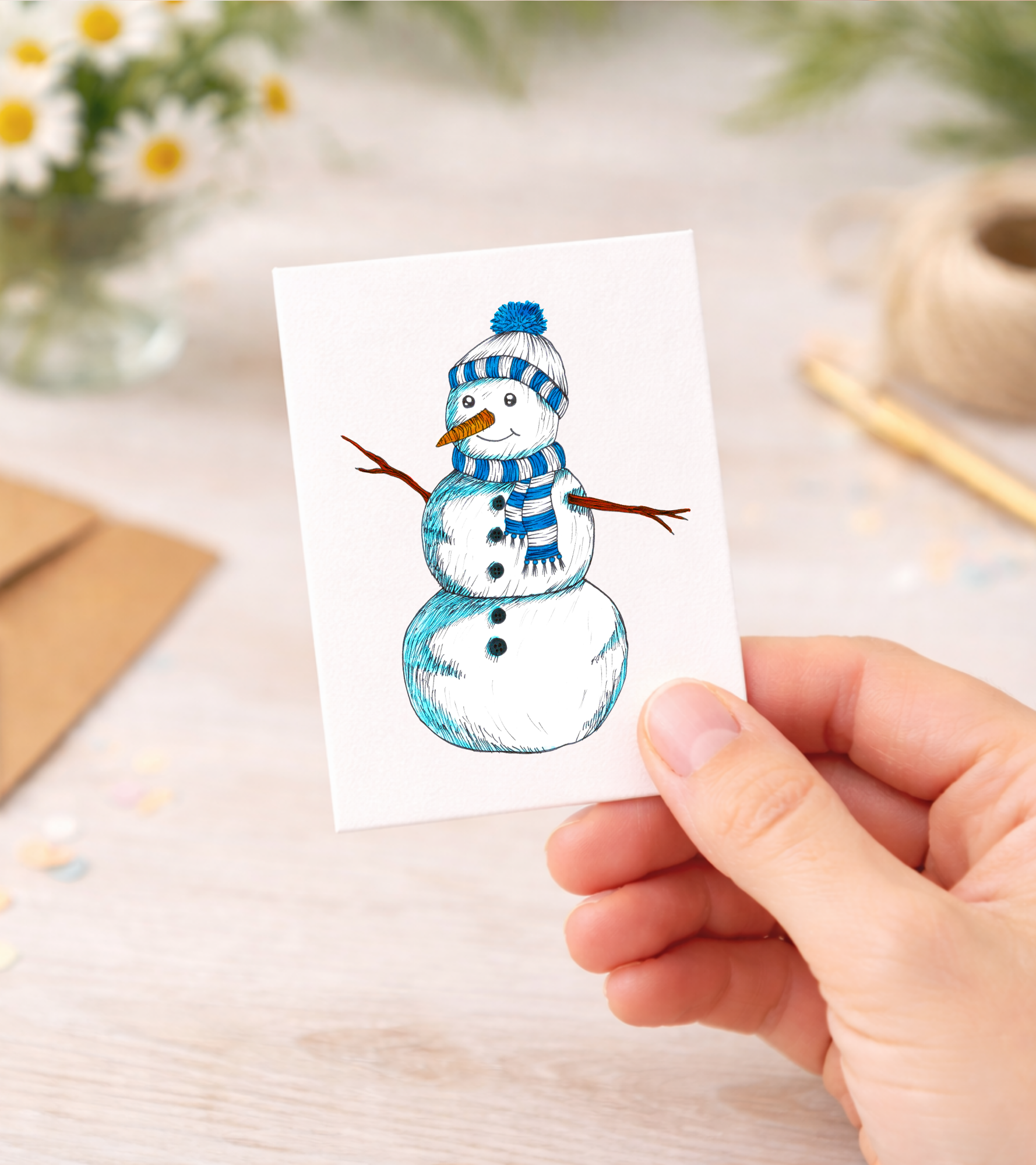 Mini Greeting Card - Snowman