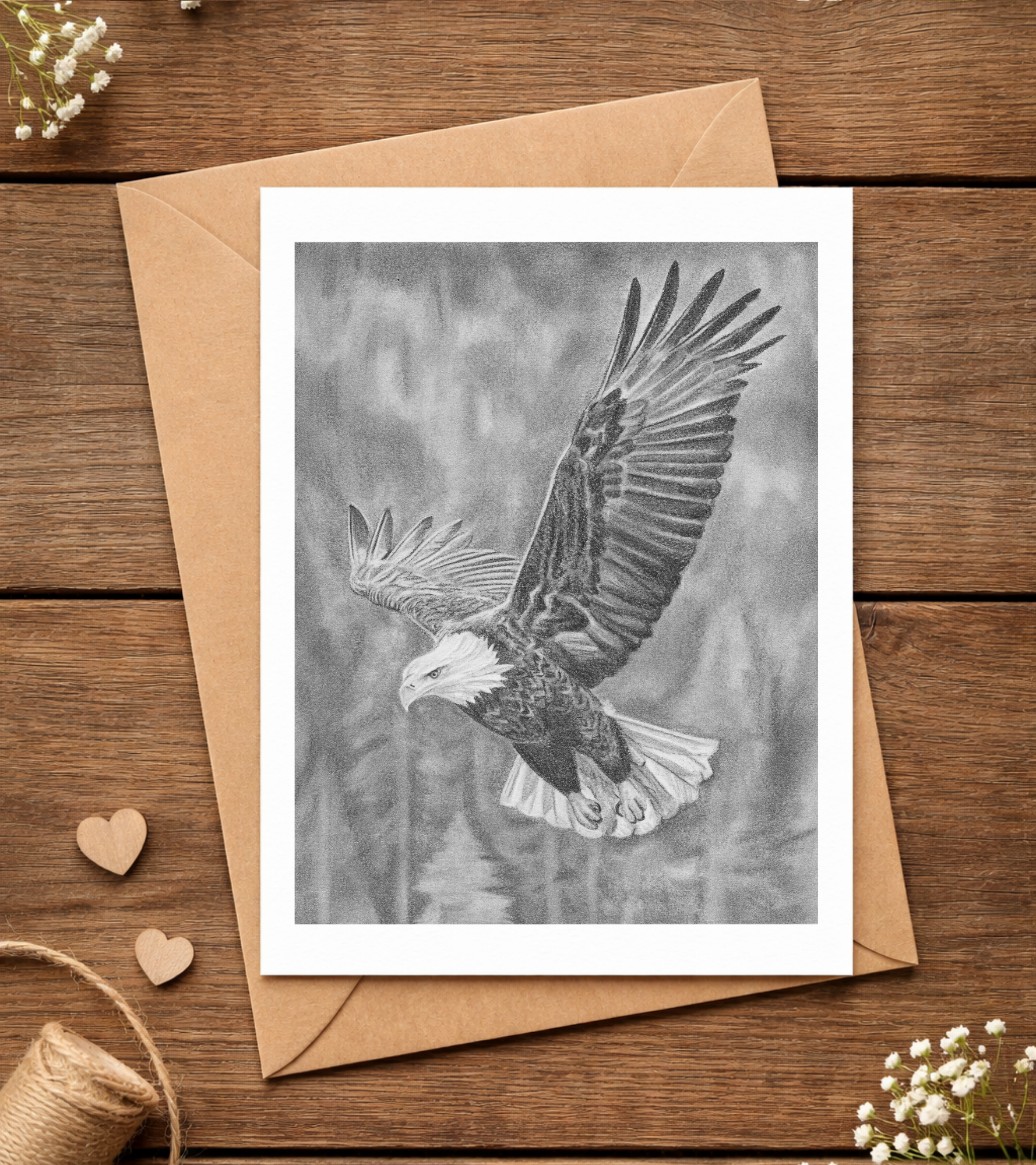 Graphite Pencil Greeting Card - Eagle