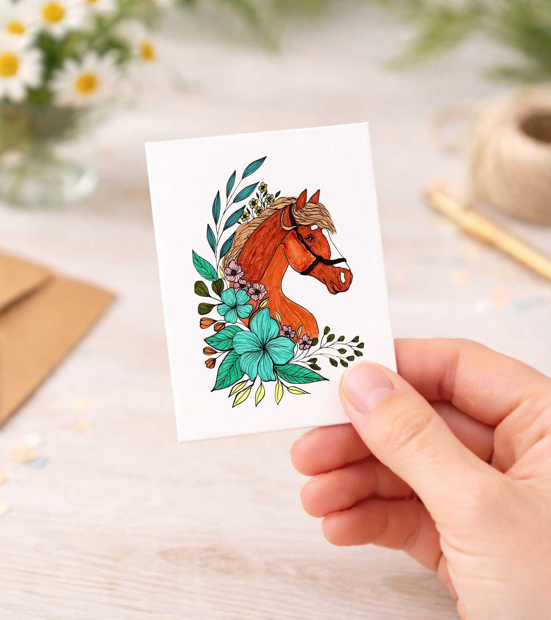 Mini Greeting Card - Horse