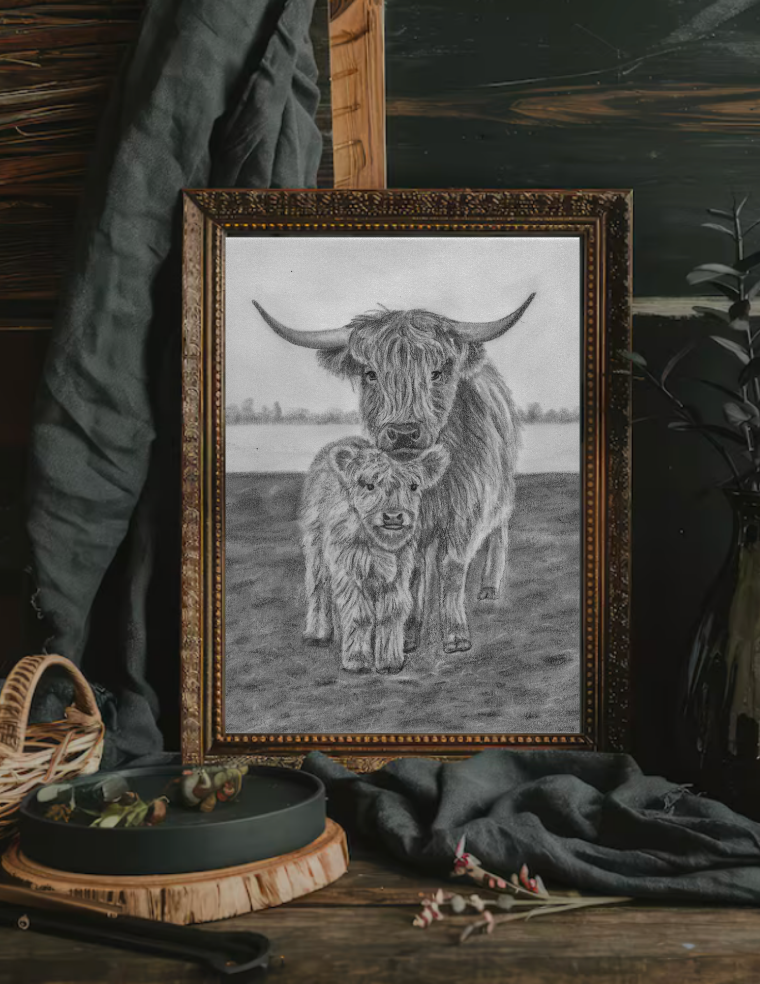 "Cozy Cows" Fine Art Print