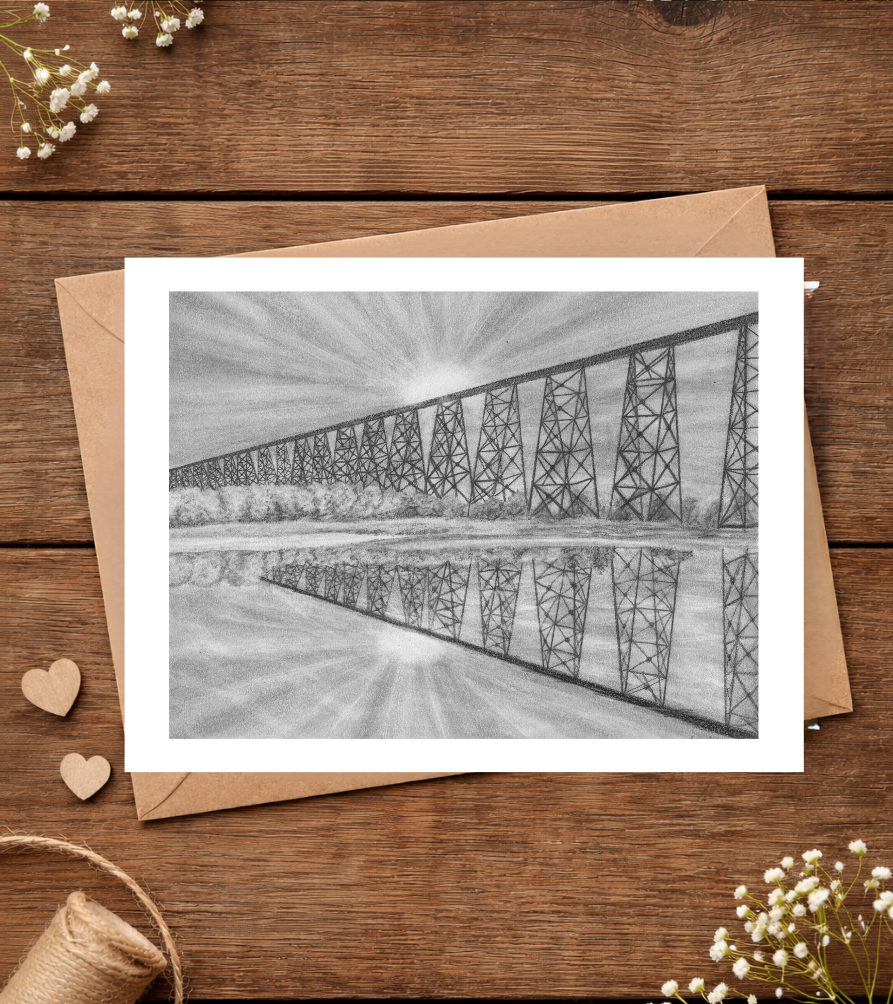 Graphite Pencil Greeting Card - Leth-bridge