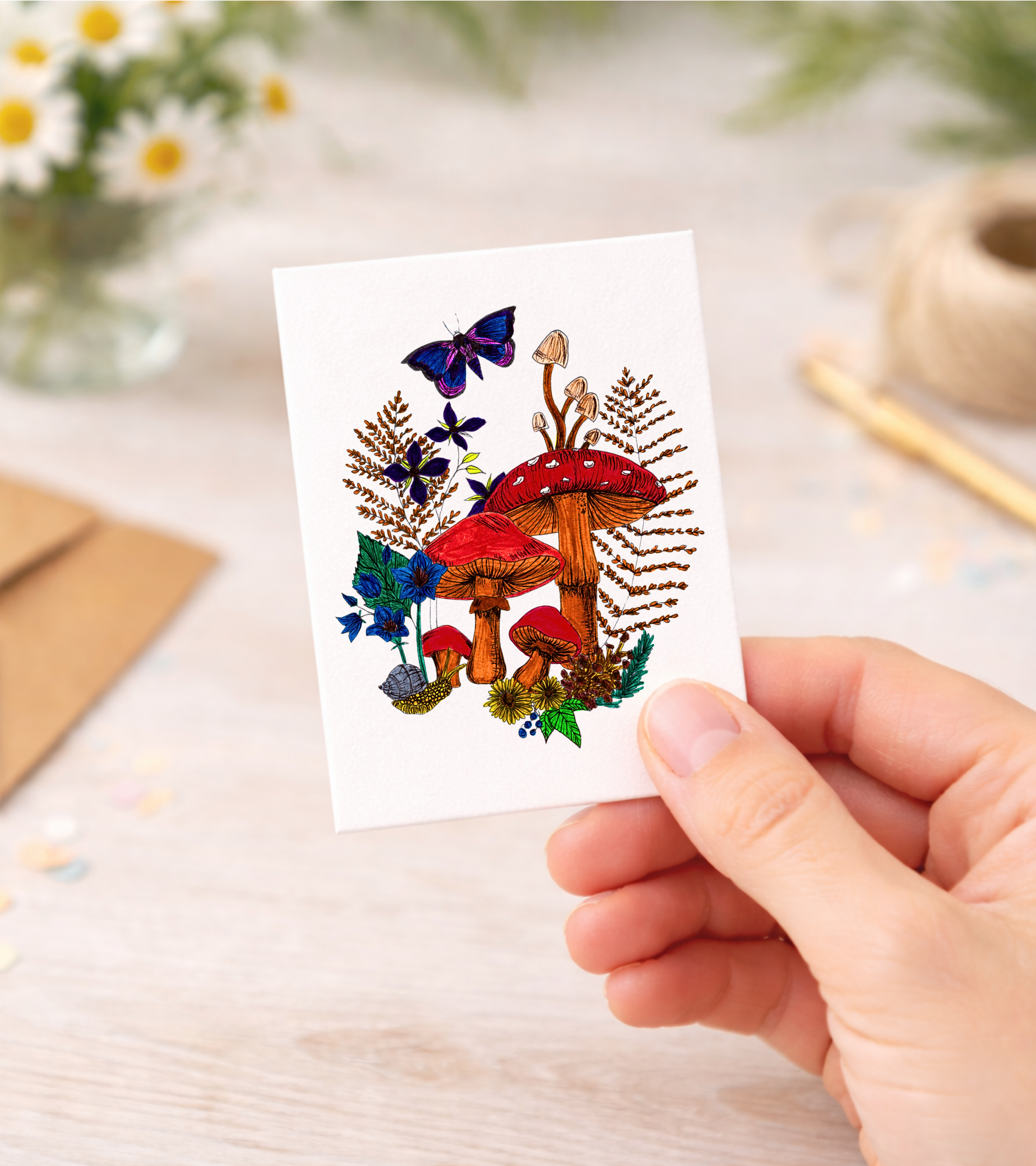 Mini Greeting Card - Mushrooms