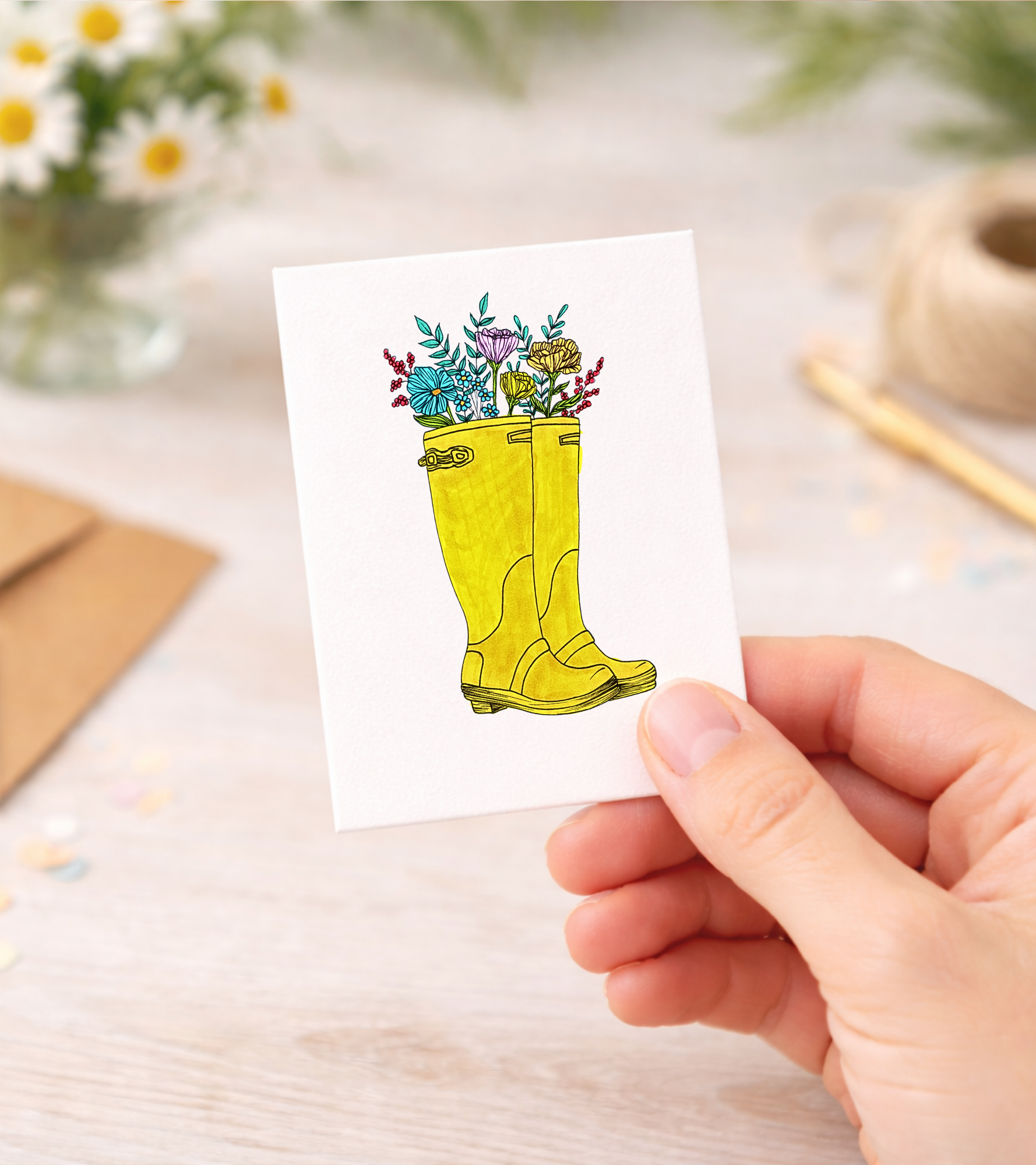 Mini Greeting Card - Rain Boots