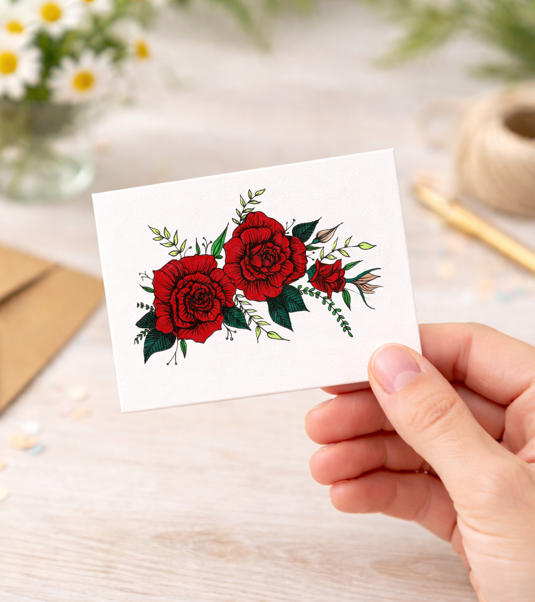 Mini Greeting Card - Roses