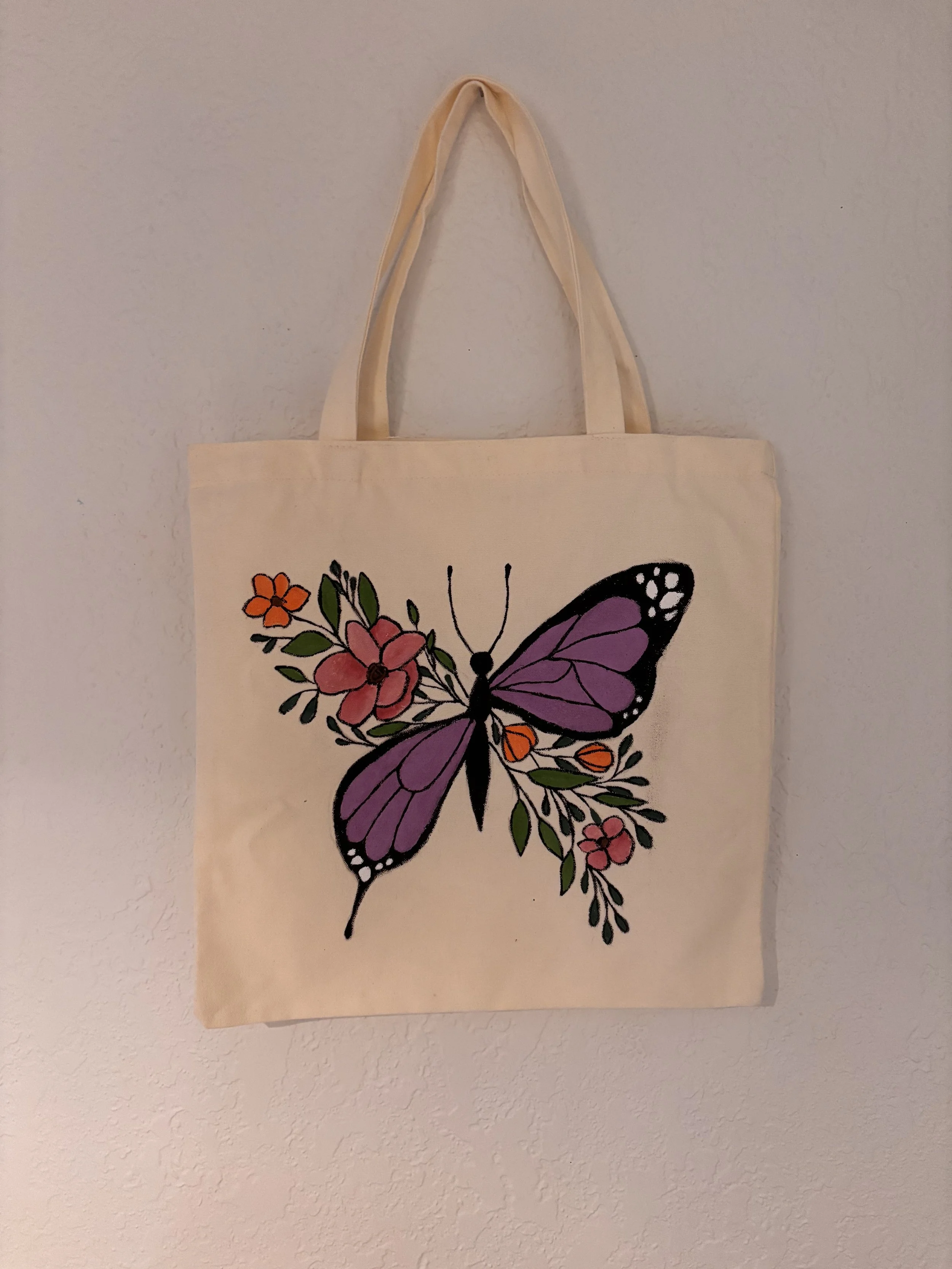 Hand Painted Tote Bag - Butterfly