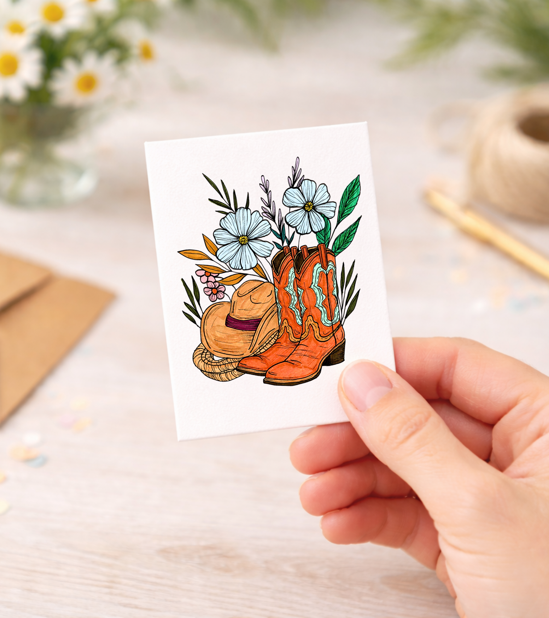 Mini Greeting Cards - Cowboy Boots