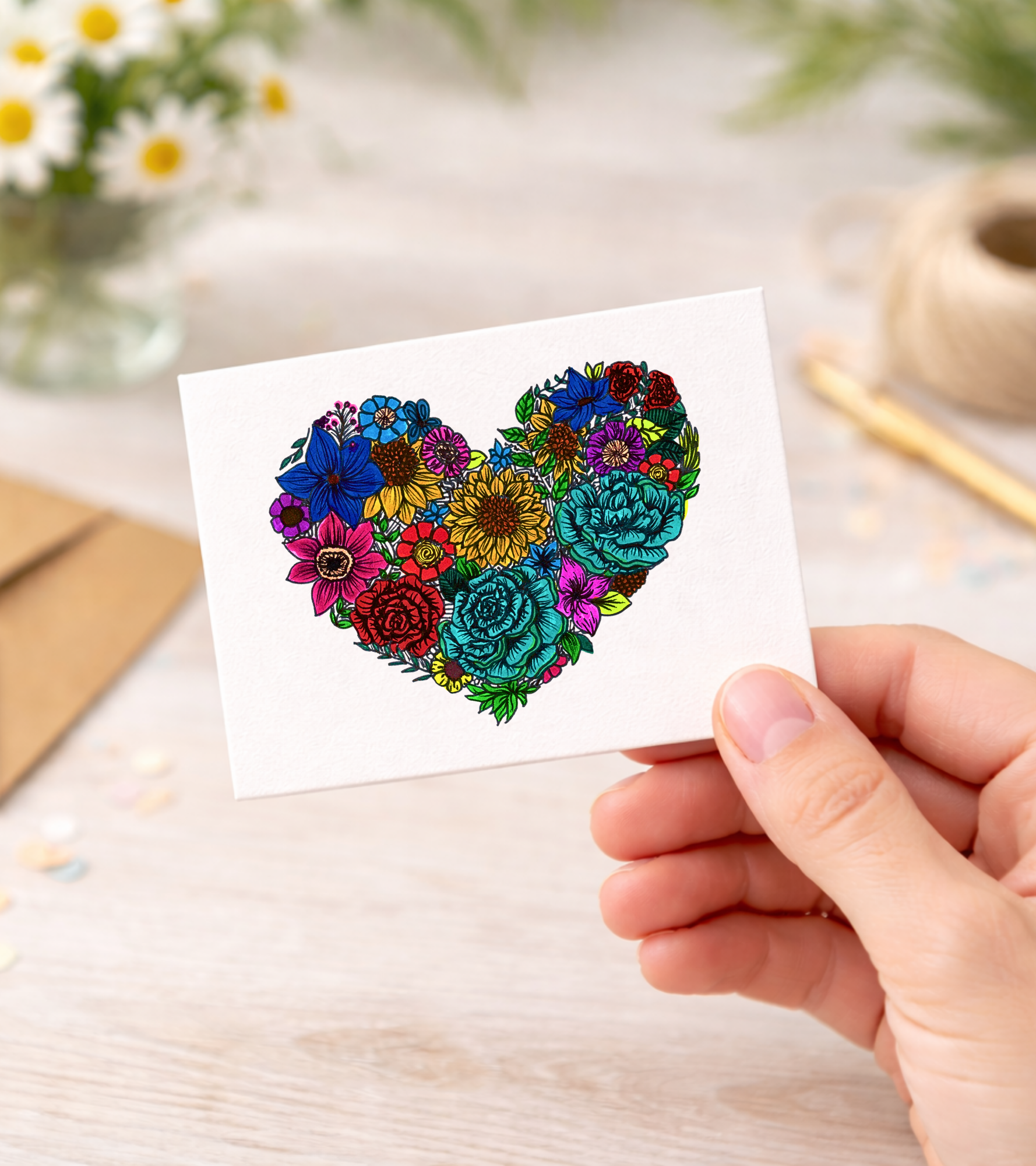 Mini Greeting Card - Flower Heart