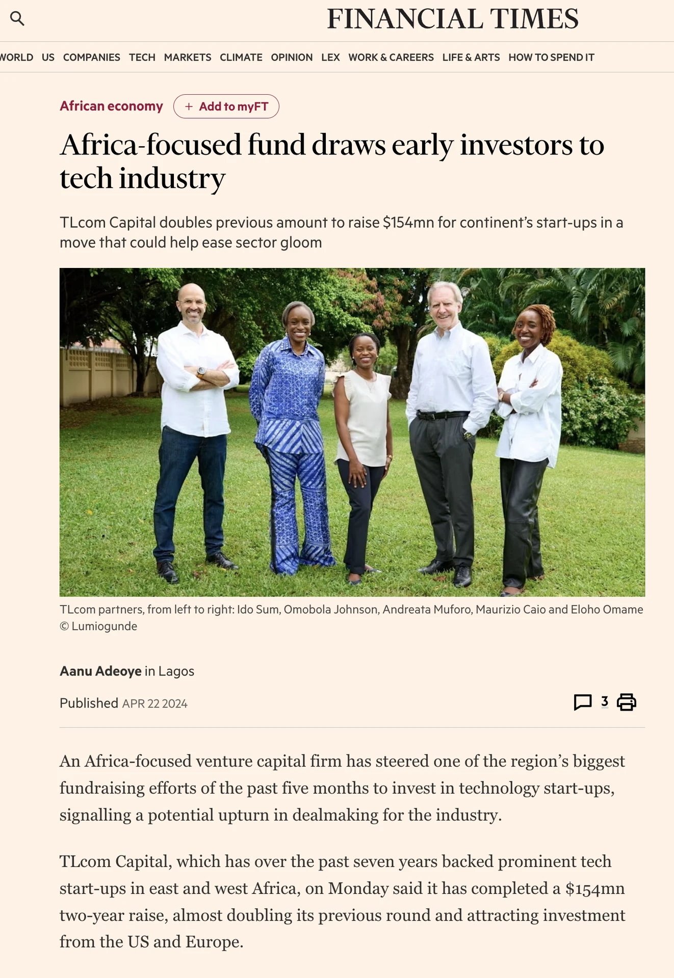 Corporate Client | Financial Times Article
