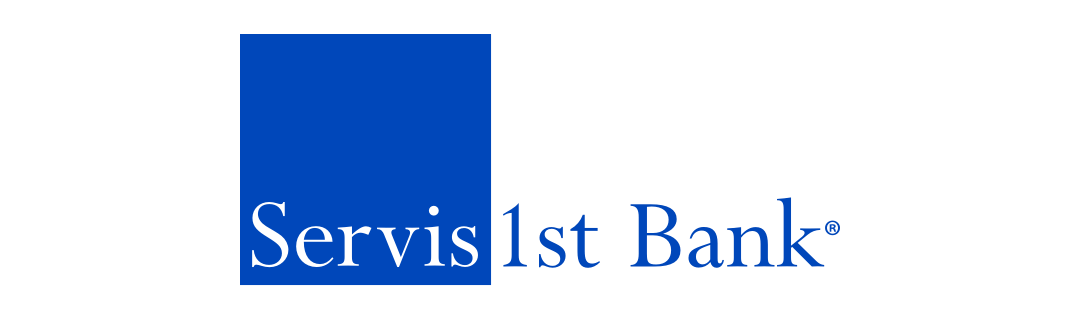 Logo of Servis 1st Bank featuring a large blue square with 'Servis' in white text and '1st Bank' in blue text beside it.