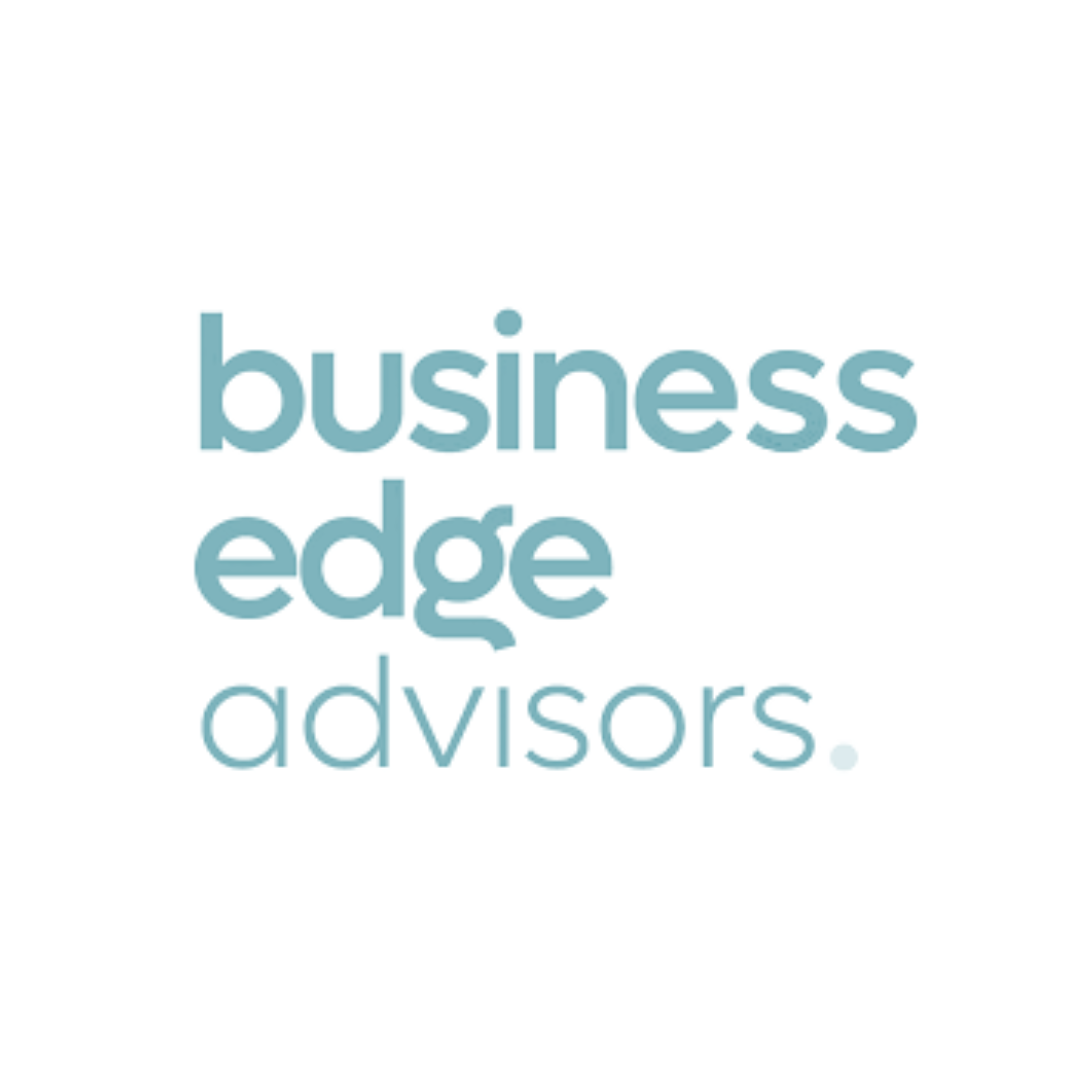 Business Edge Advisors logo with light blue text on white background.