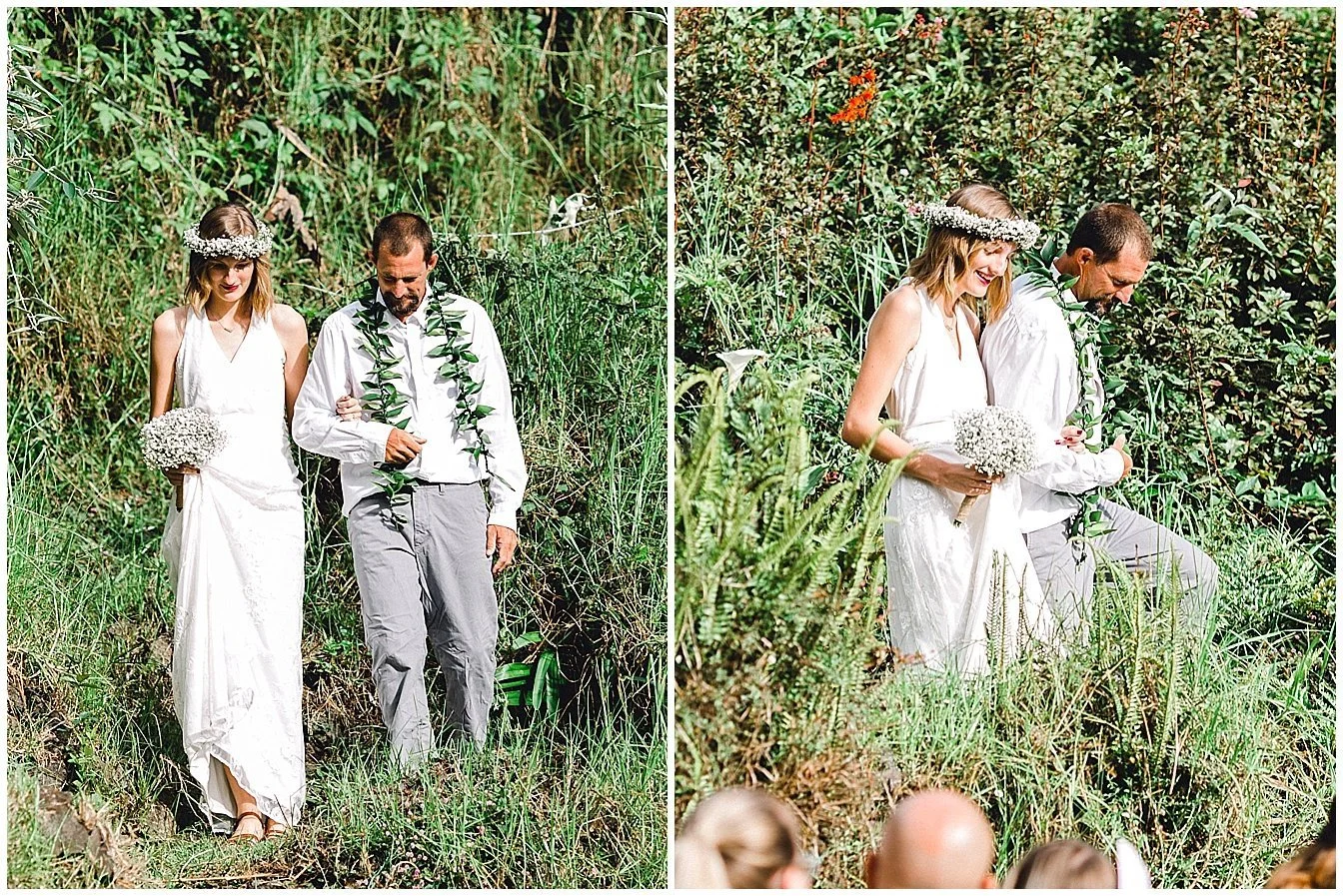 Maui bride walking with her father down the aisle