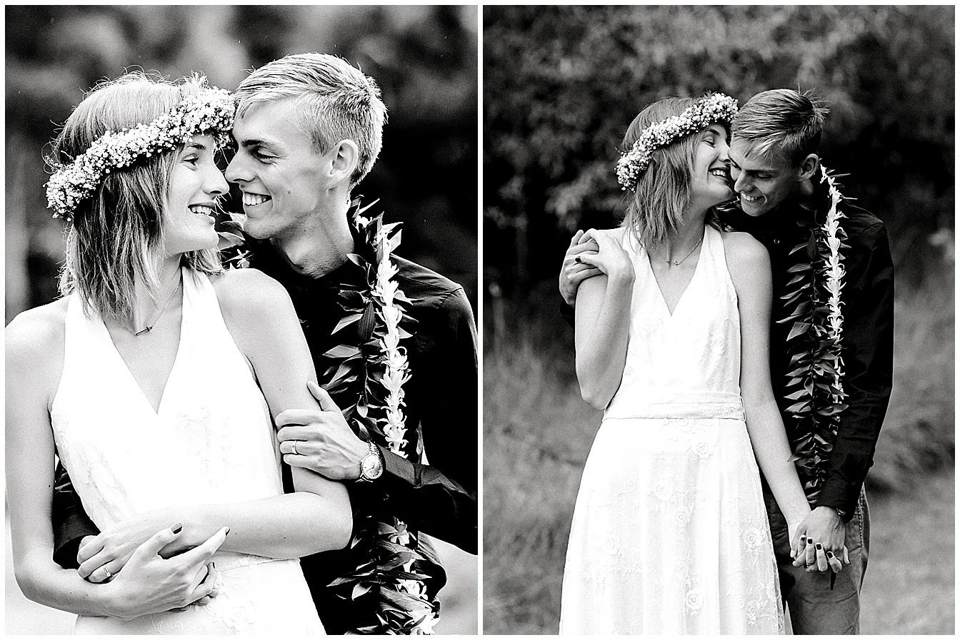 Maui bride and groom cuddling