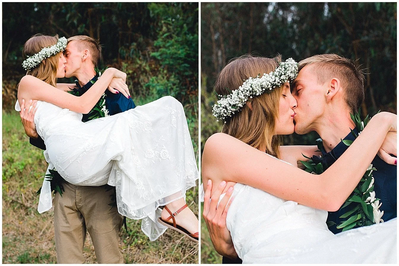 Maui groom carrying bride