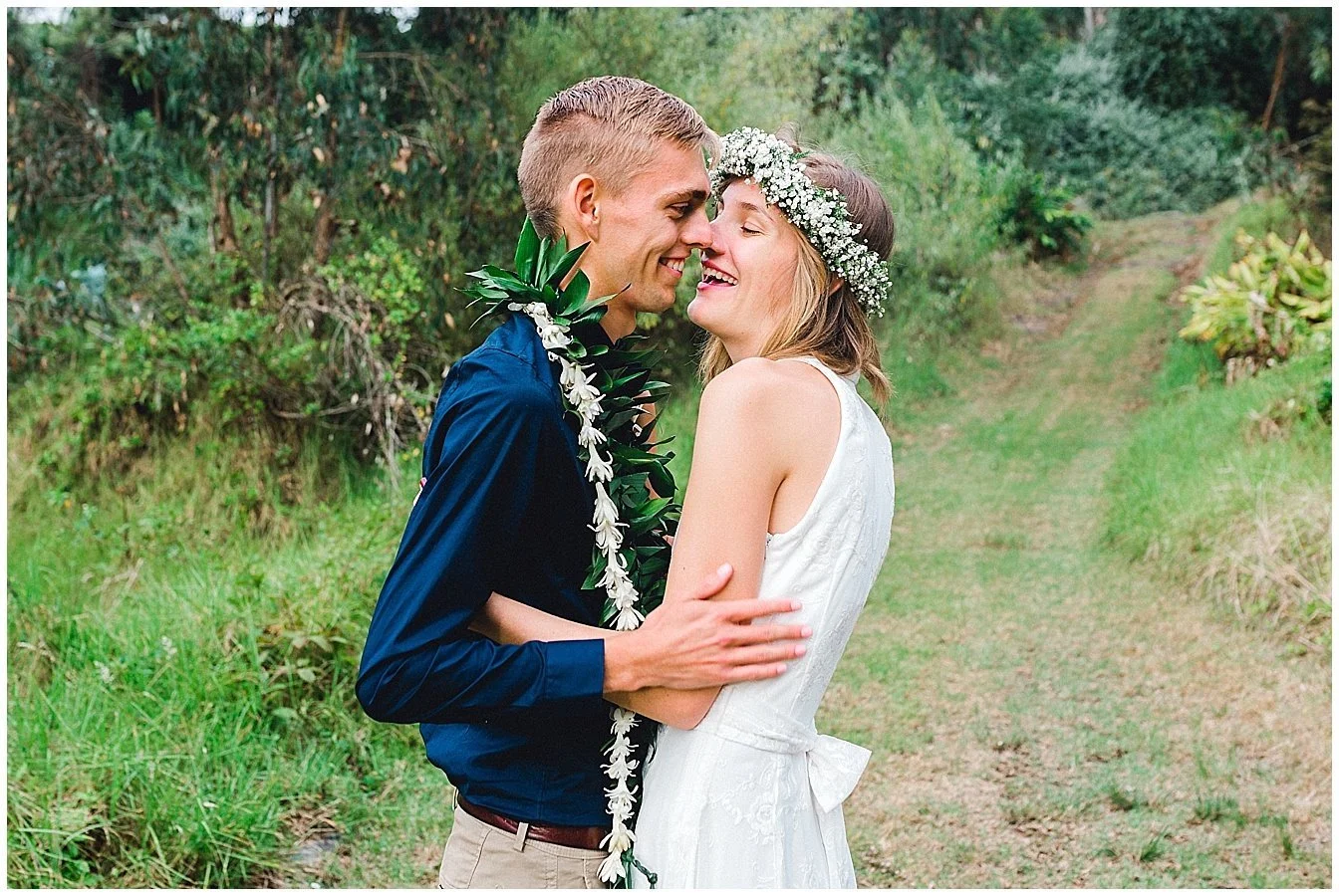 Maui bride and groom share a secret moment