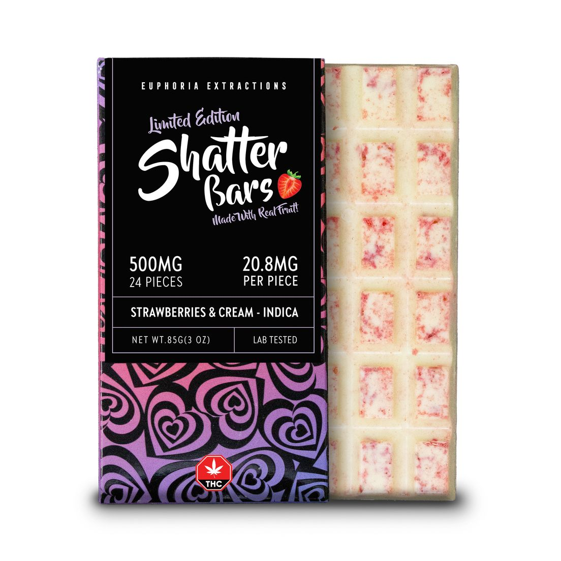 Euphoria Extracts Strawberries and Cream Indica 500mg Shatter Bar