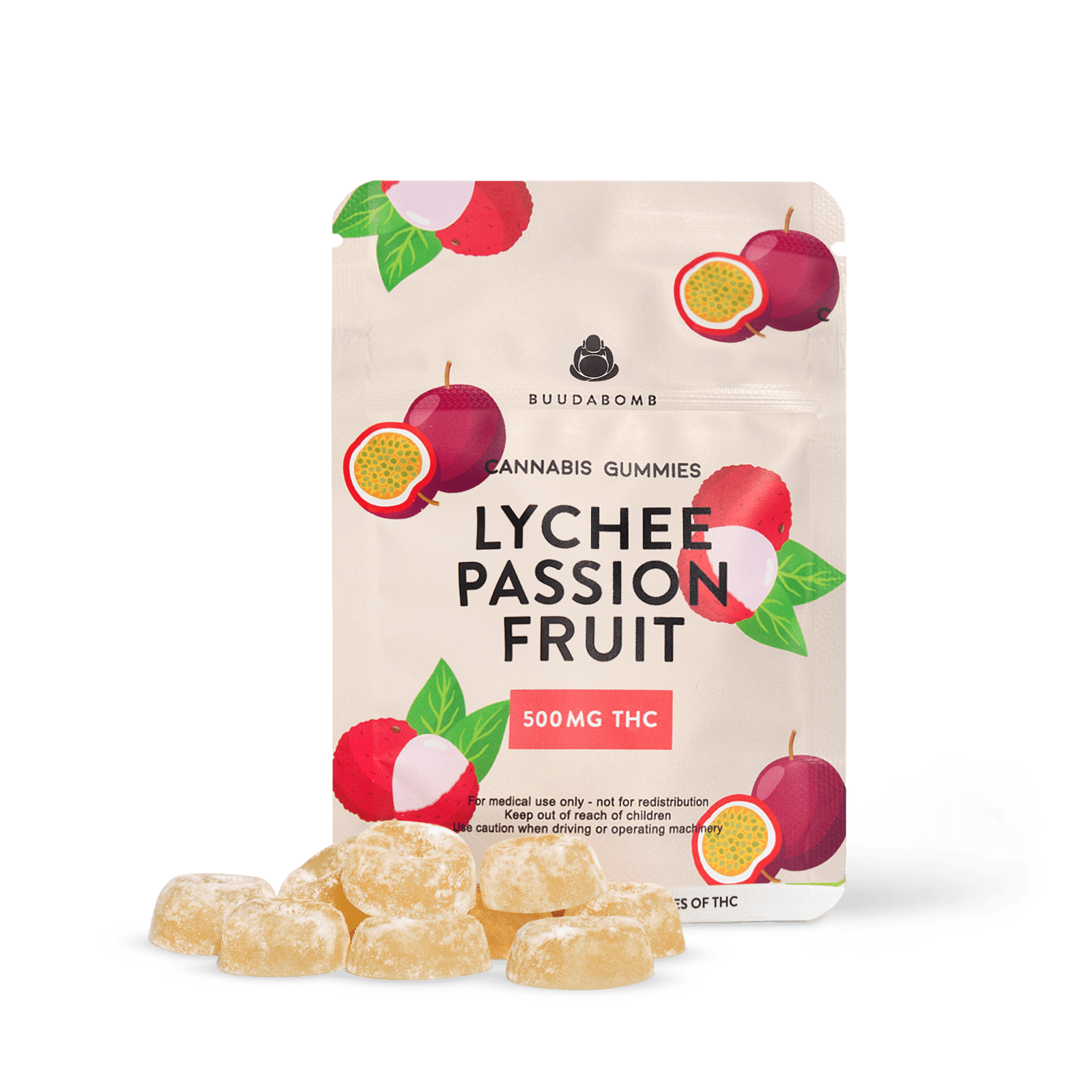 Buudabomb Lychee Passion Fruit Gummies 500mg