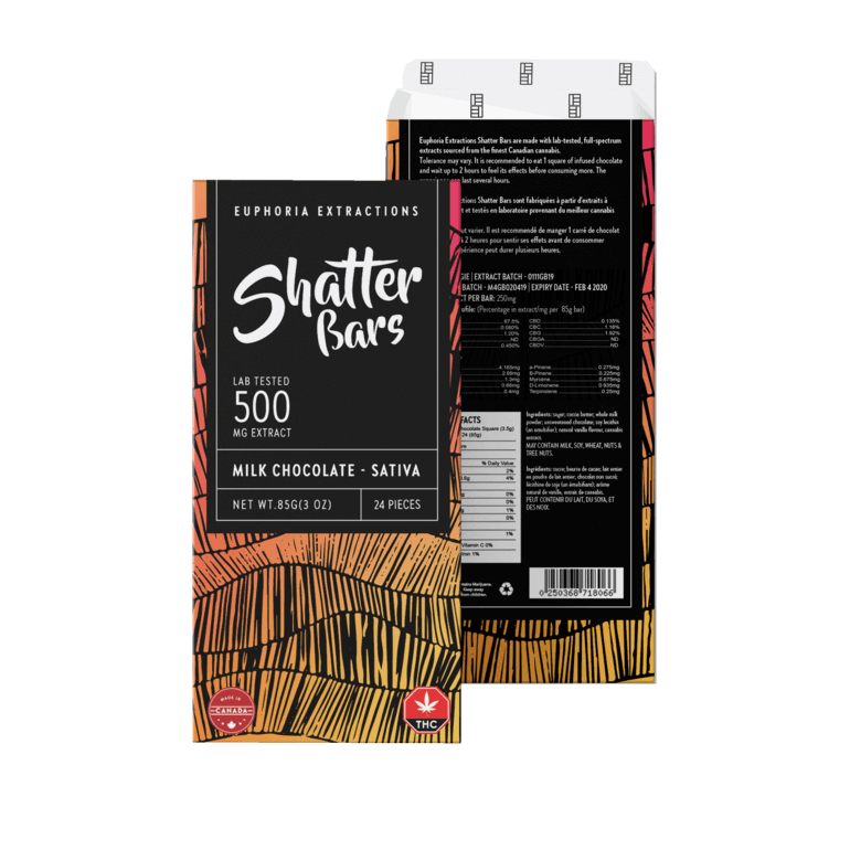 Euphoria Extracts Milk Chocolate Sativa 500mg Shatter Bar
