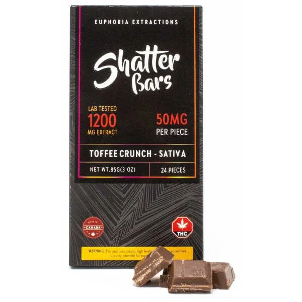 Euphoria Extracts Toffee Crunch Sativa 1200mg Shatter Bar
