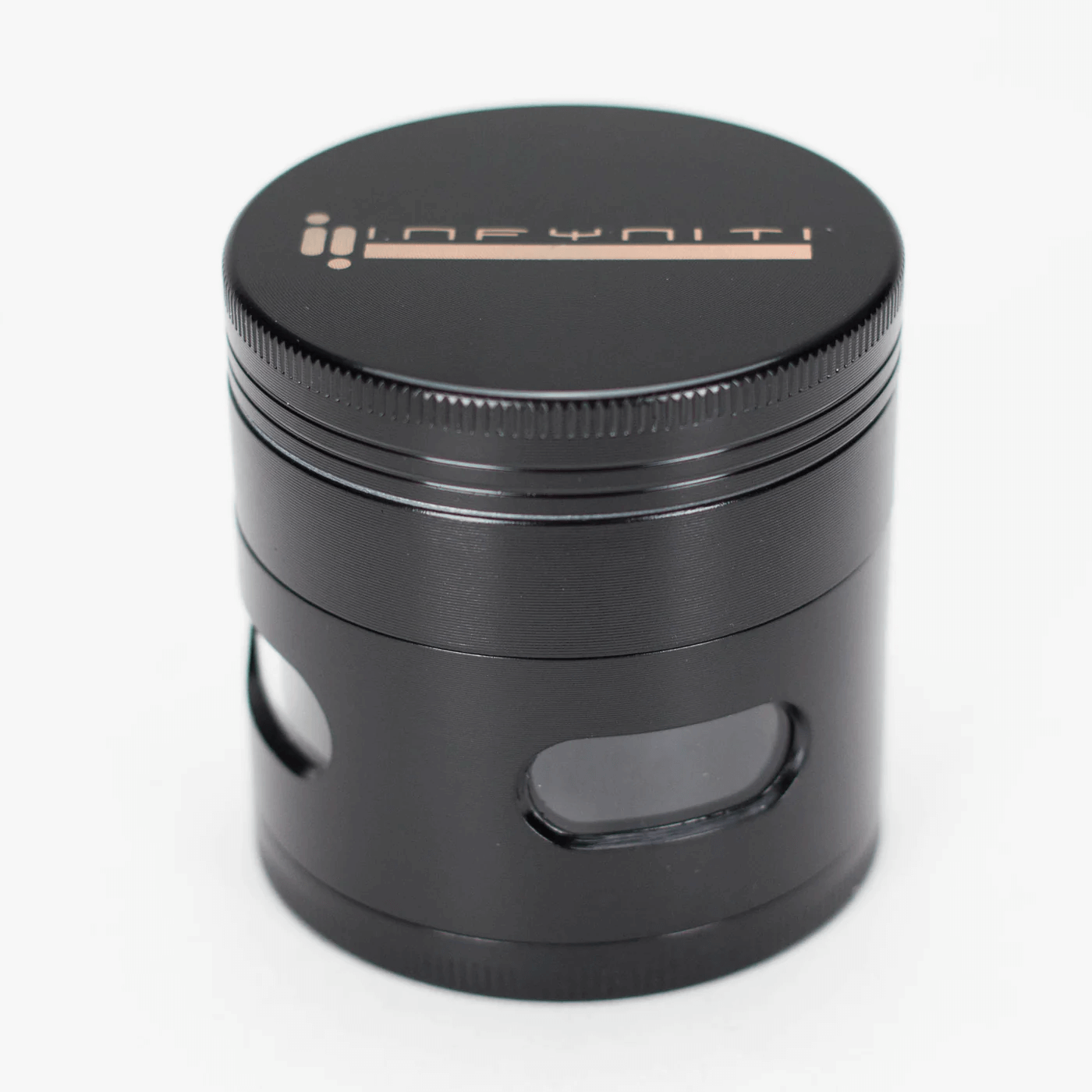 Infyniti 4 Parts grinder with side window(Black and Silver)