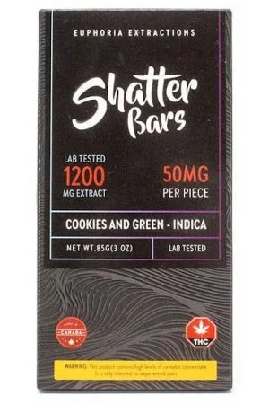 Euphoria Extracts Cookies and Green Indica 1200mg Shatter Bar