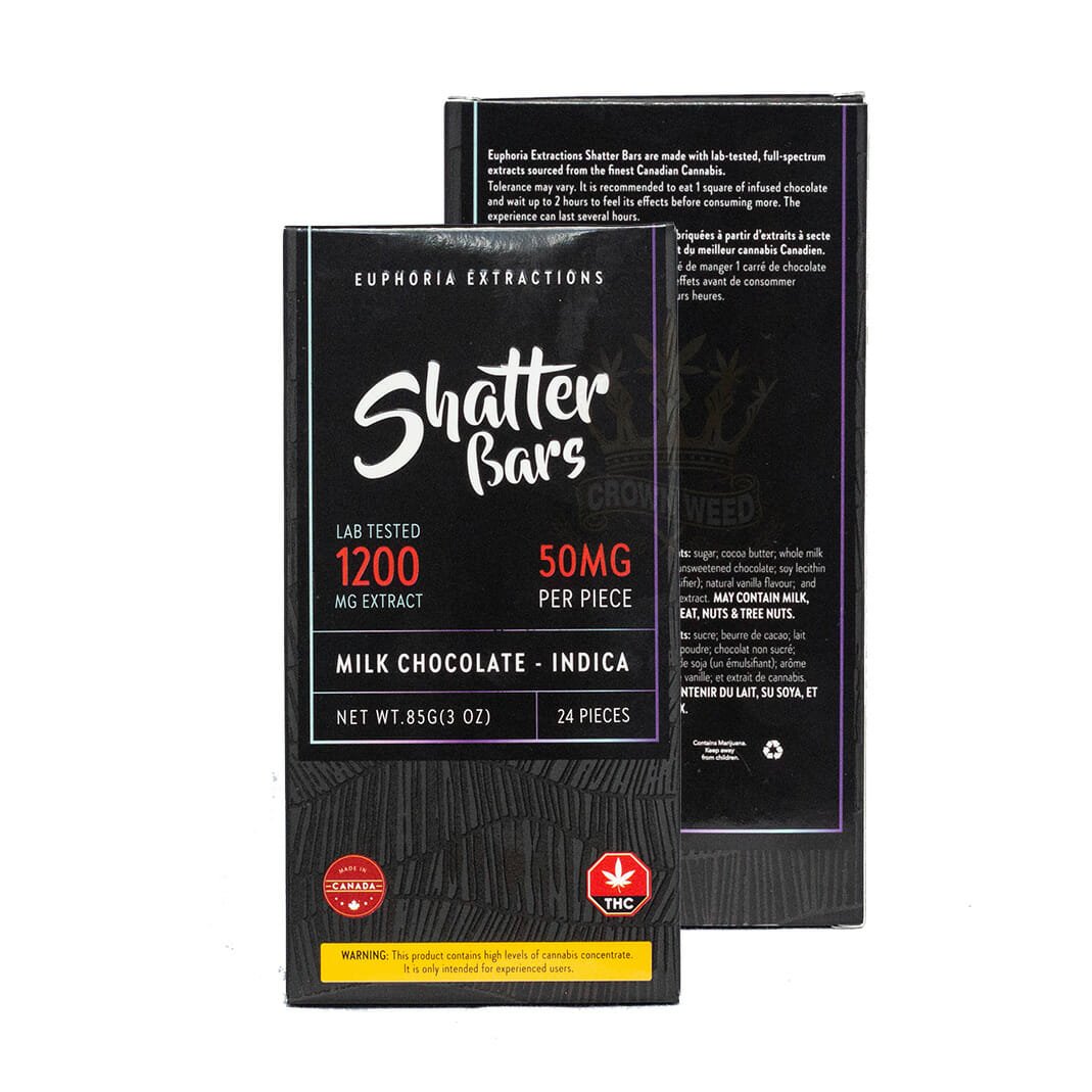Euphoria Extracts Milk Chocolate Indica 1200mg Shatter Bar