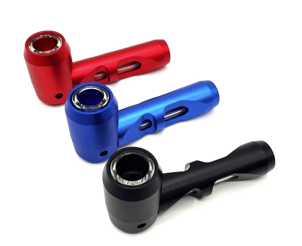 Metal Hand Pipe with Multi Holes Glass Bowl and Tube