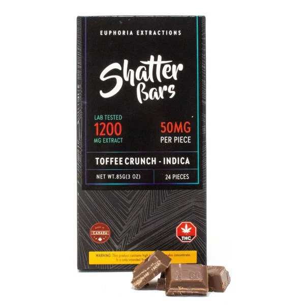 Euphoria Extracts Toffee Crunch Indica 1200mg Shatter Bar